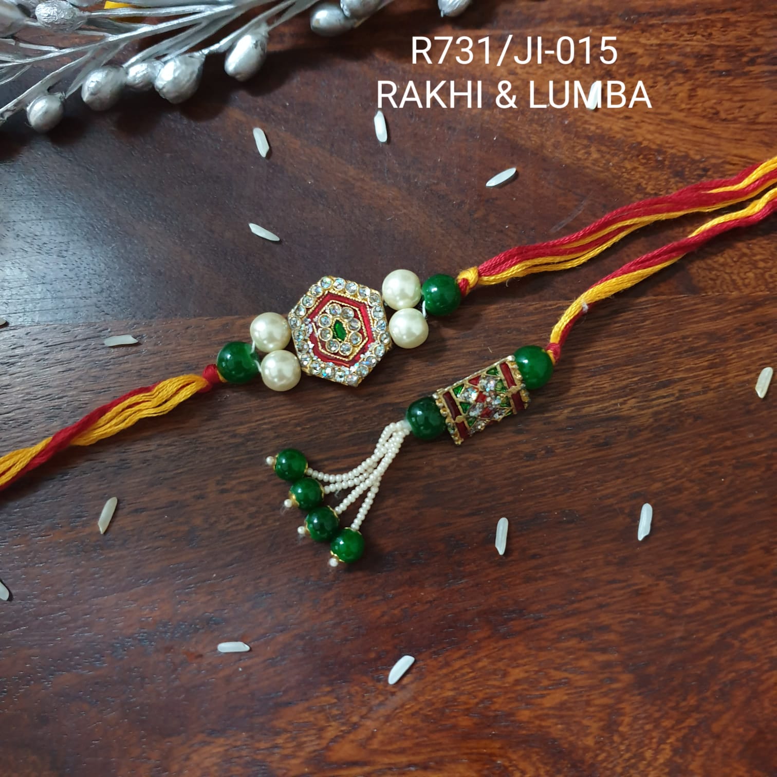 Meenakari Stone Bhaiya Bhabhi Rakhi Set