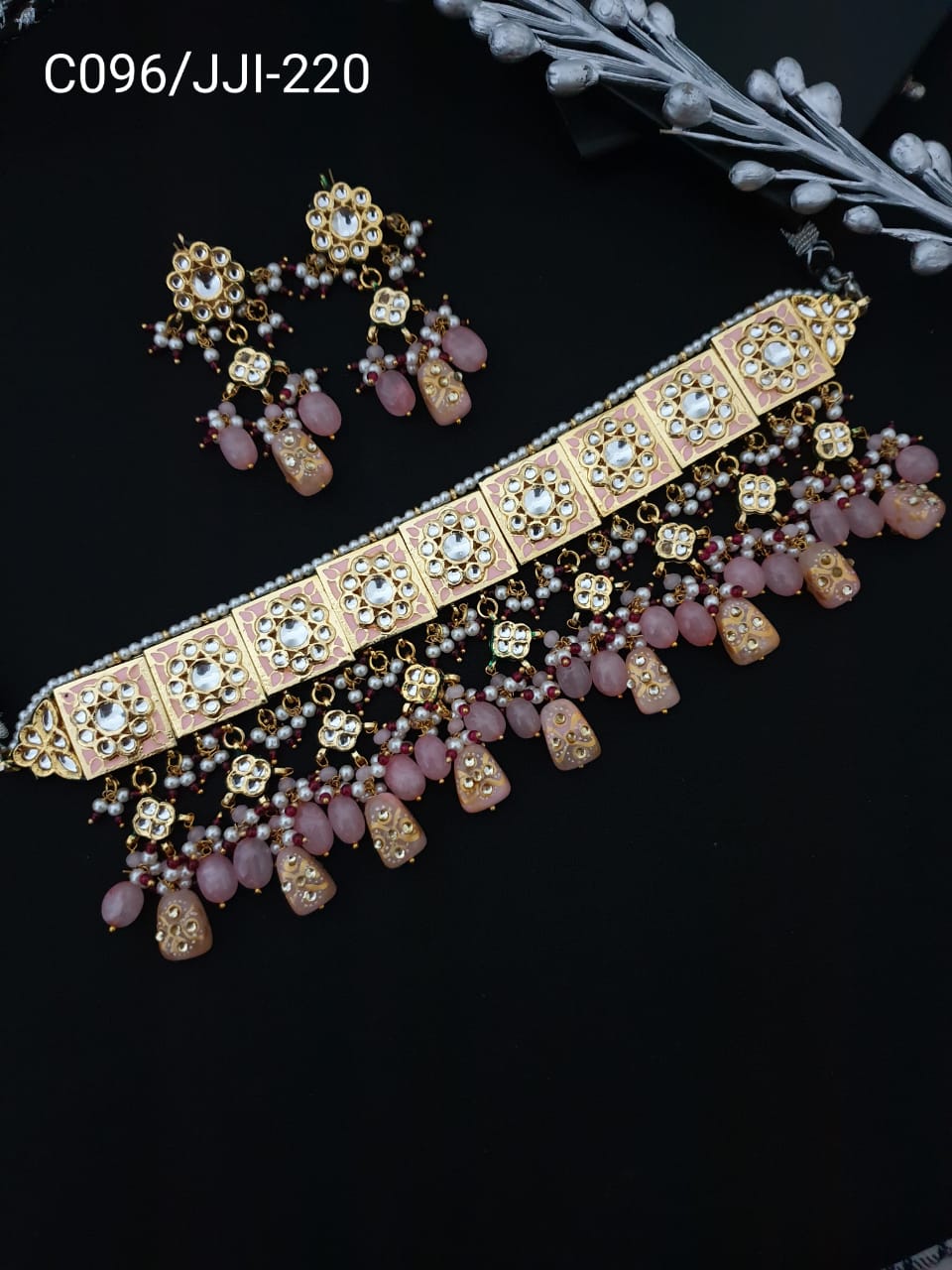 Kundan Meenakari Stone Beading Choker Set