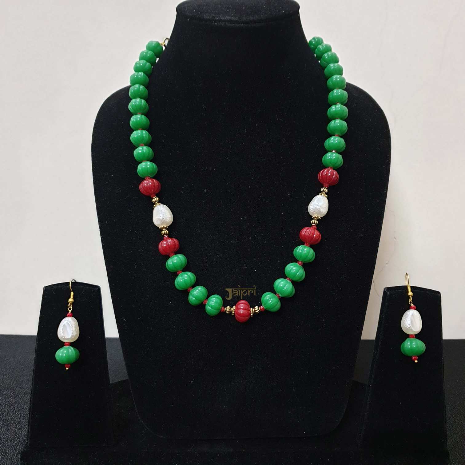 Delicate Multicolored Beads Adorable Necklace With Earrings