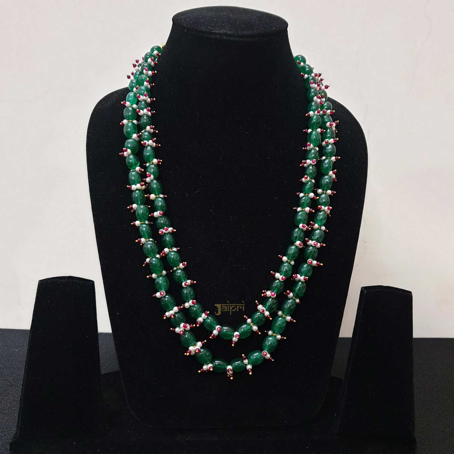 Green Beads Long Necklace