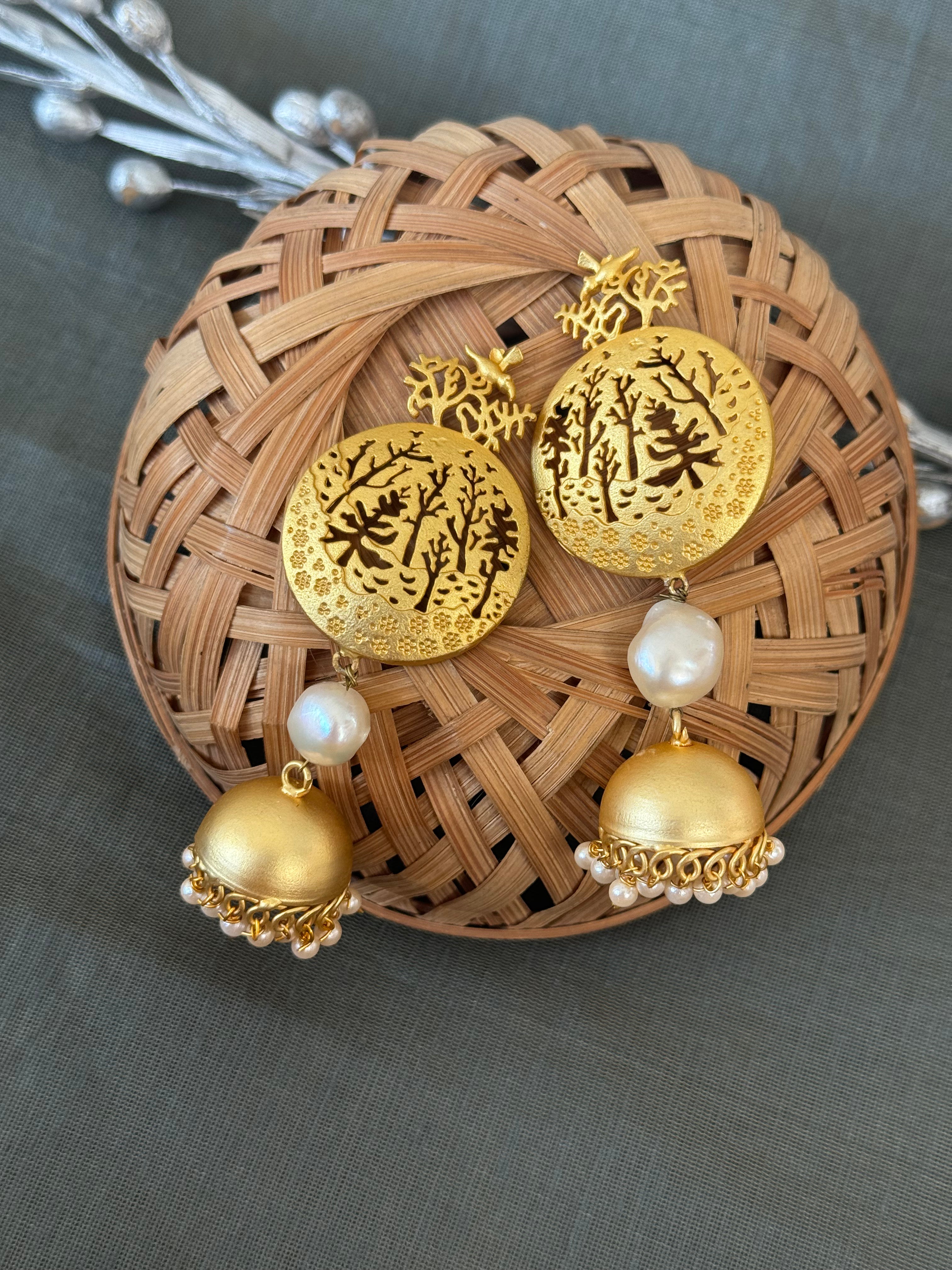 Matte Gold Jhumki Earrings
