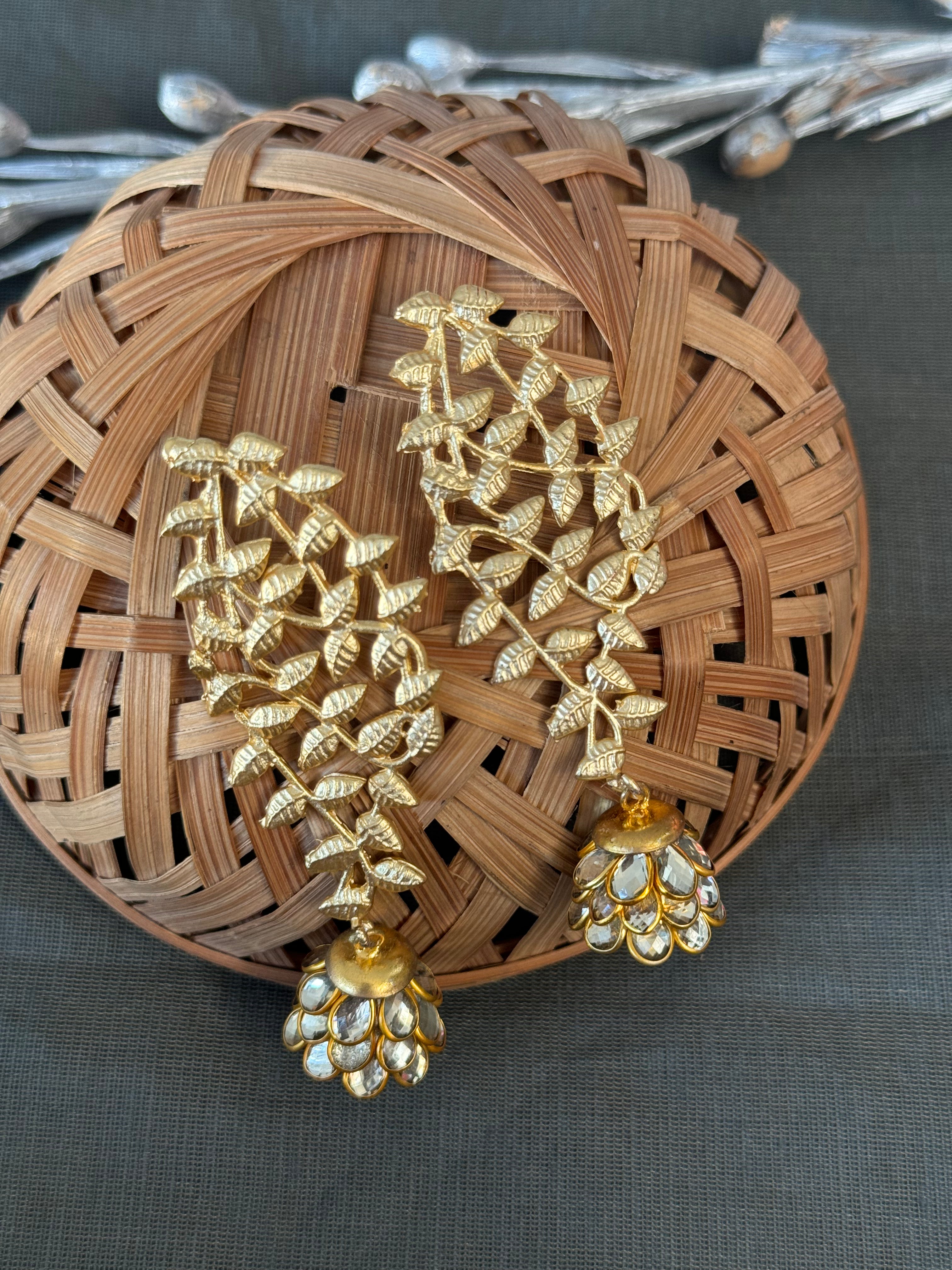 Gold Matte Pacchi Kundan Jhumki