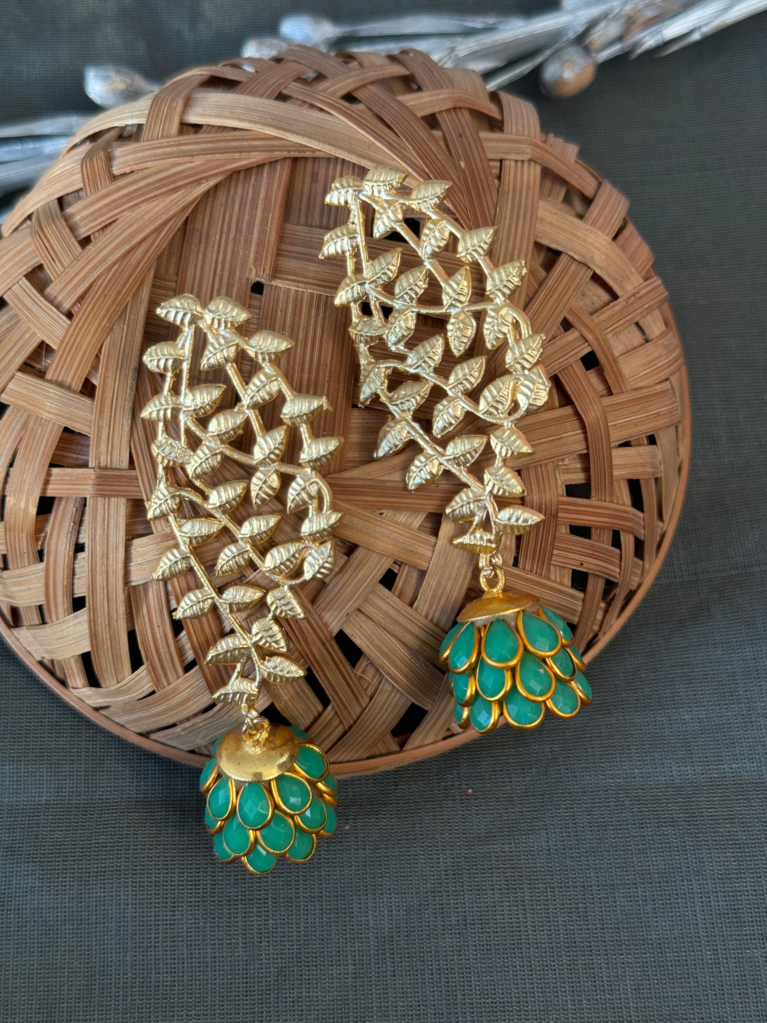 Green Paachi Jhumki Earrings