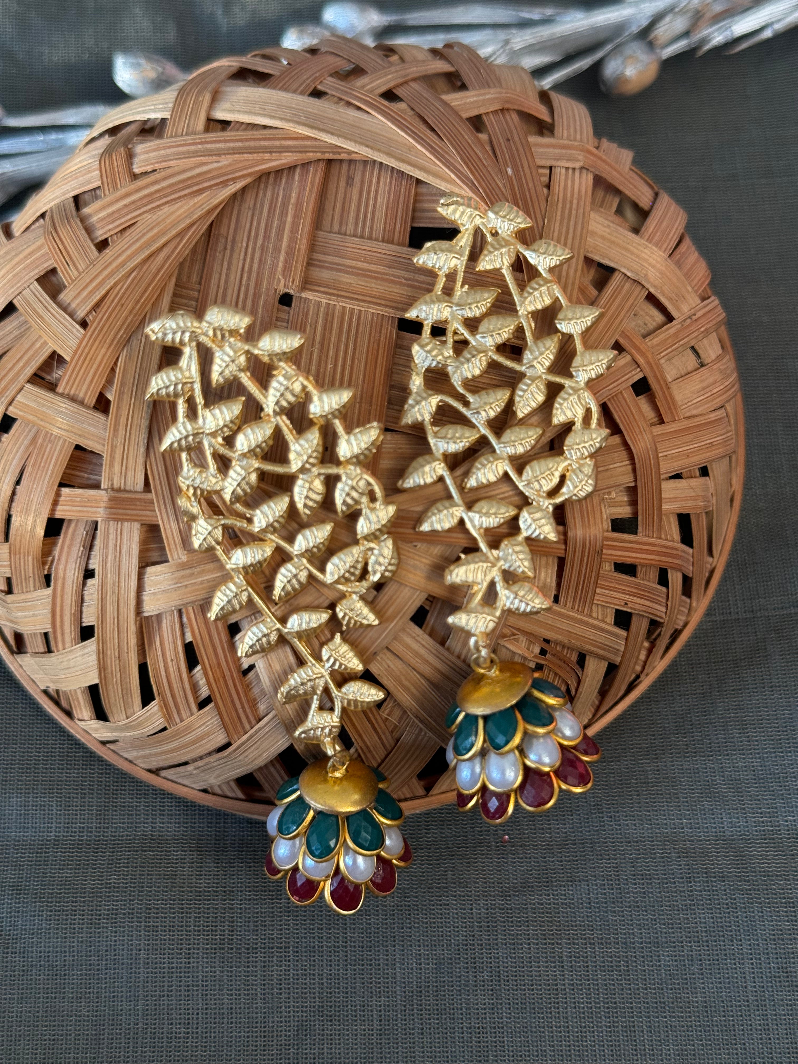 Multicolor Paachi Gold Jhumki Earrings