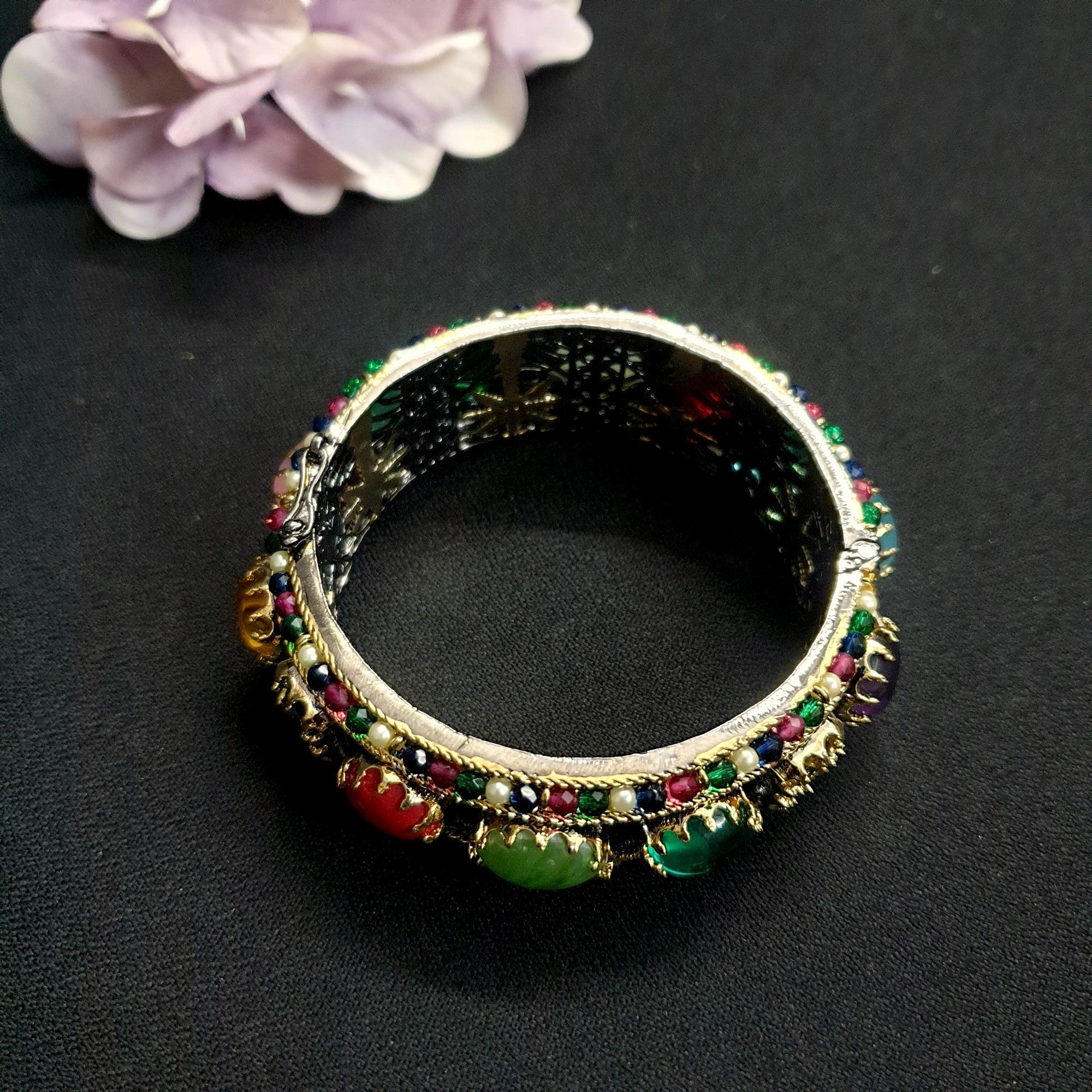 Multi Stone Sabyasachi Inspired Openable Bangle