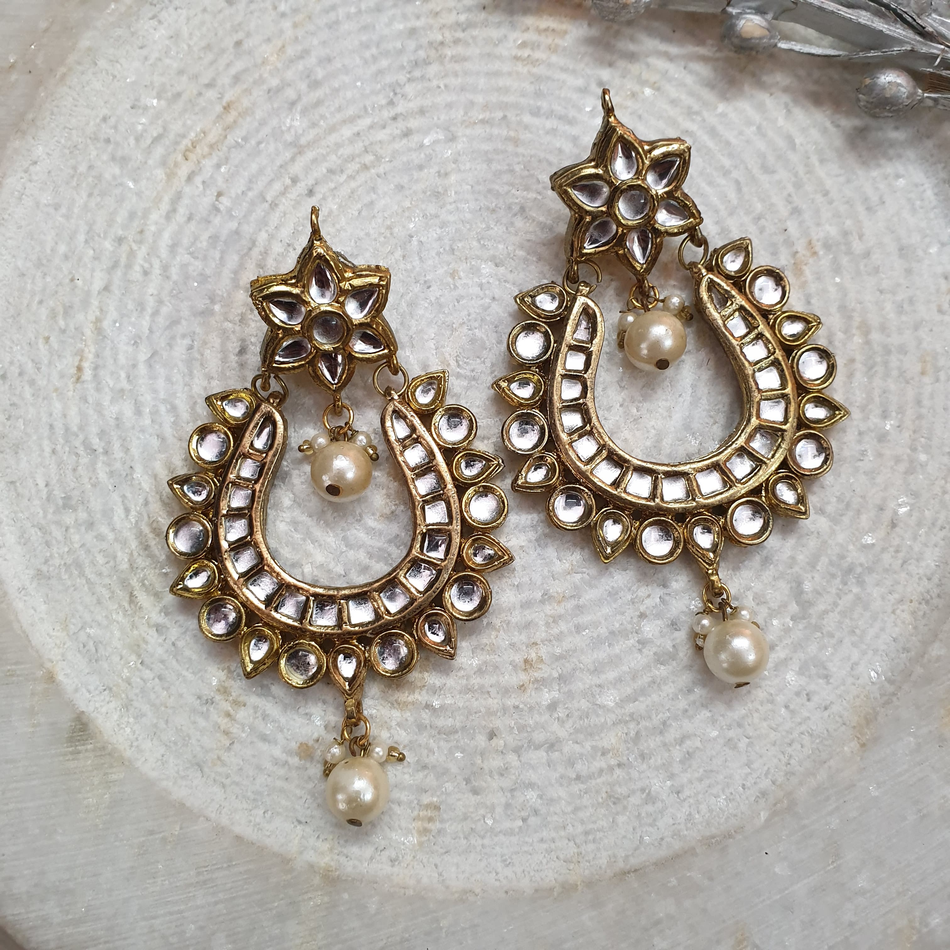 Kundan Stone Chandbali Earrings
