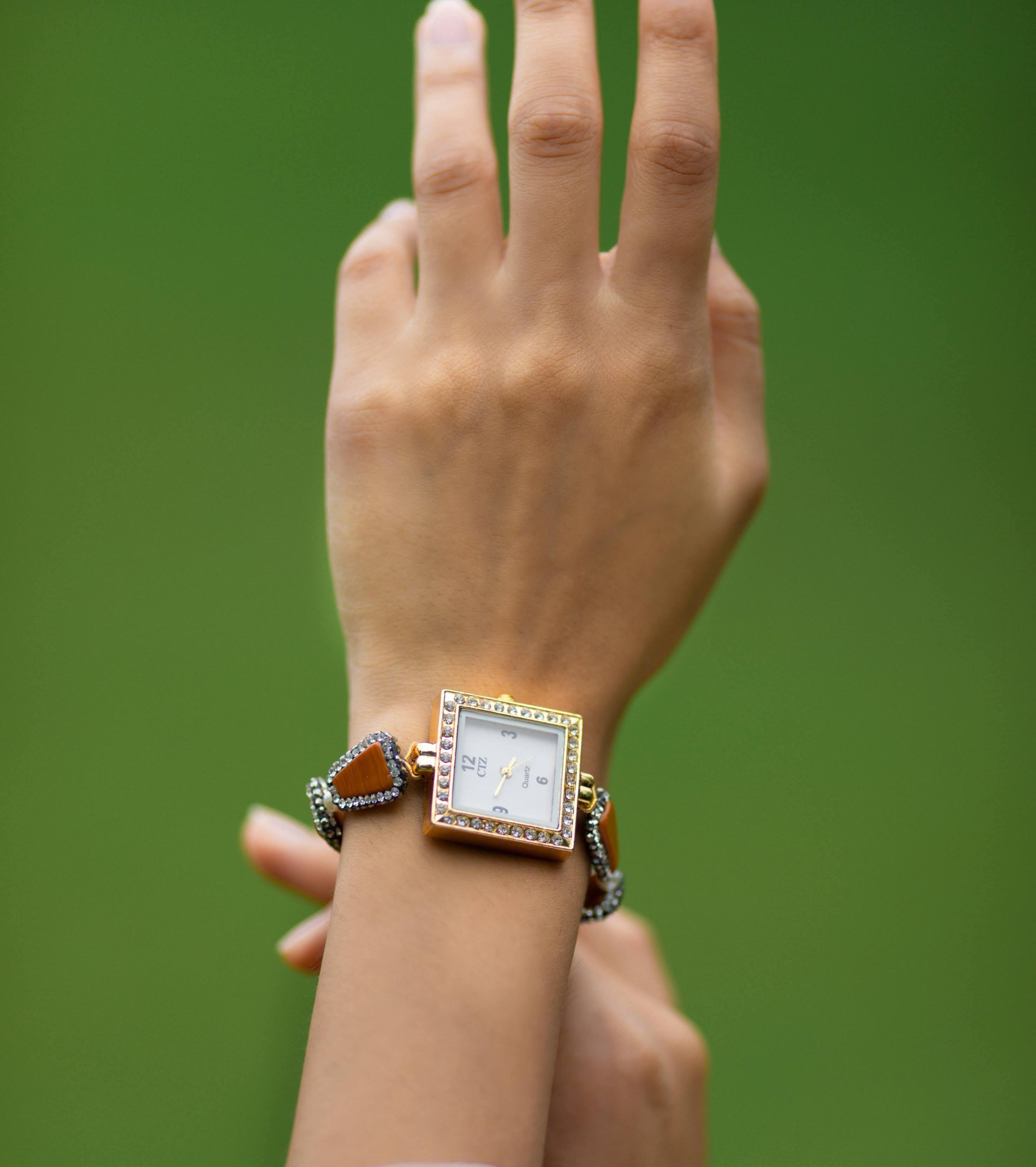 Pulchra Brown Stone Wrist Watch