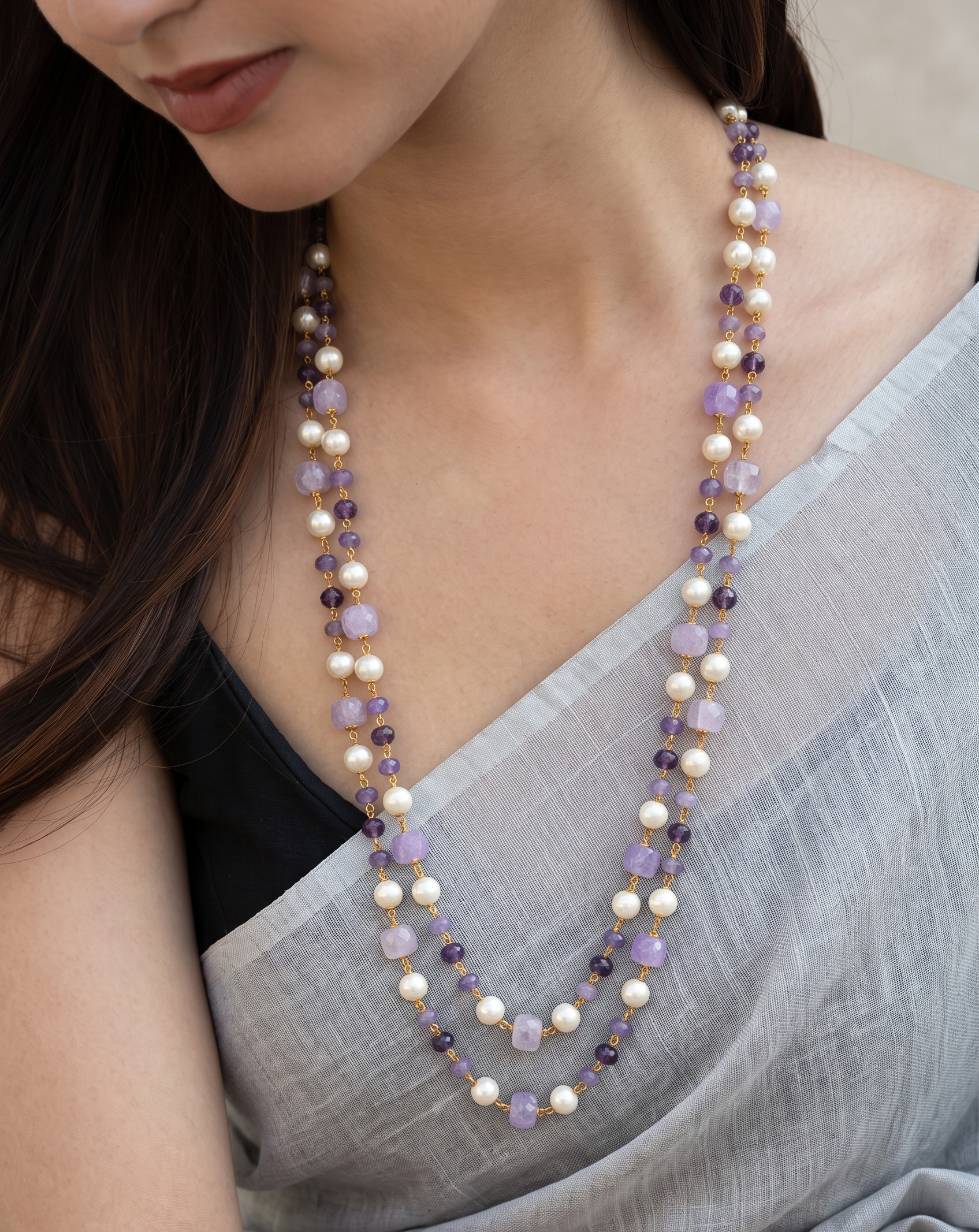 Sanya Purple Stone Necklace Mala