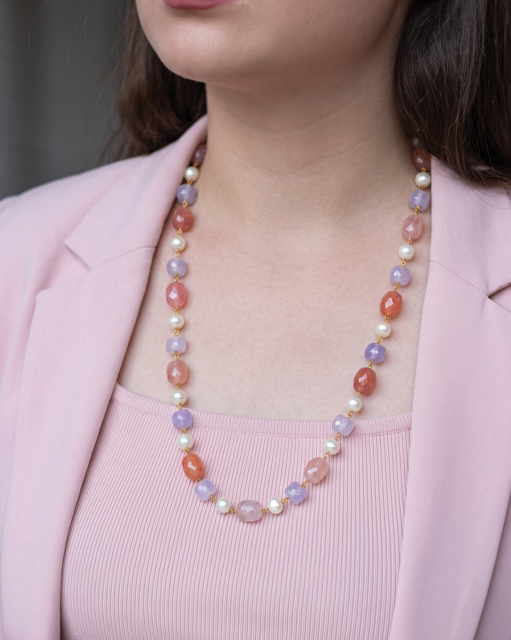 Yamika Purple Red Stone Necklace Mala