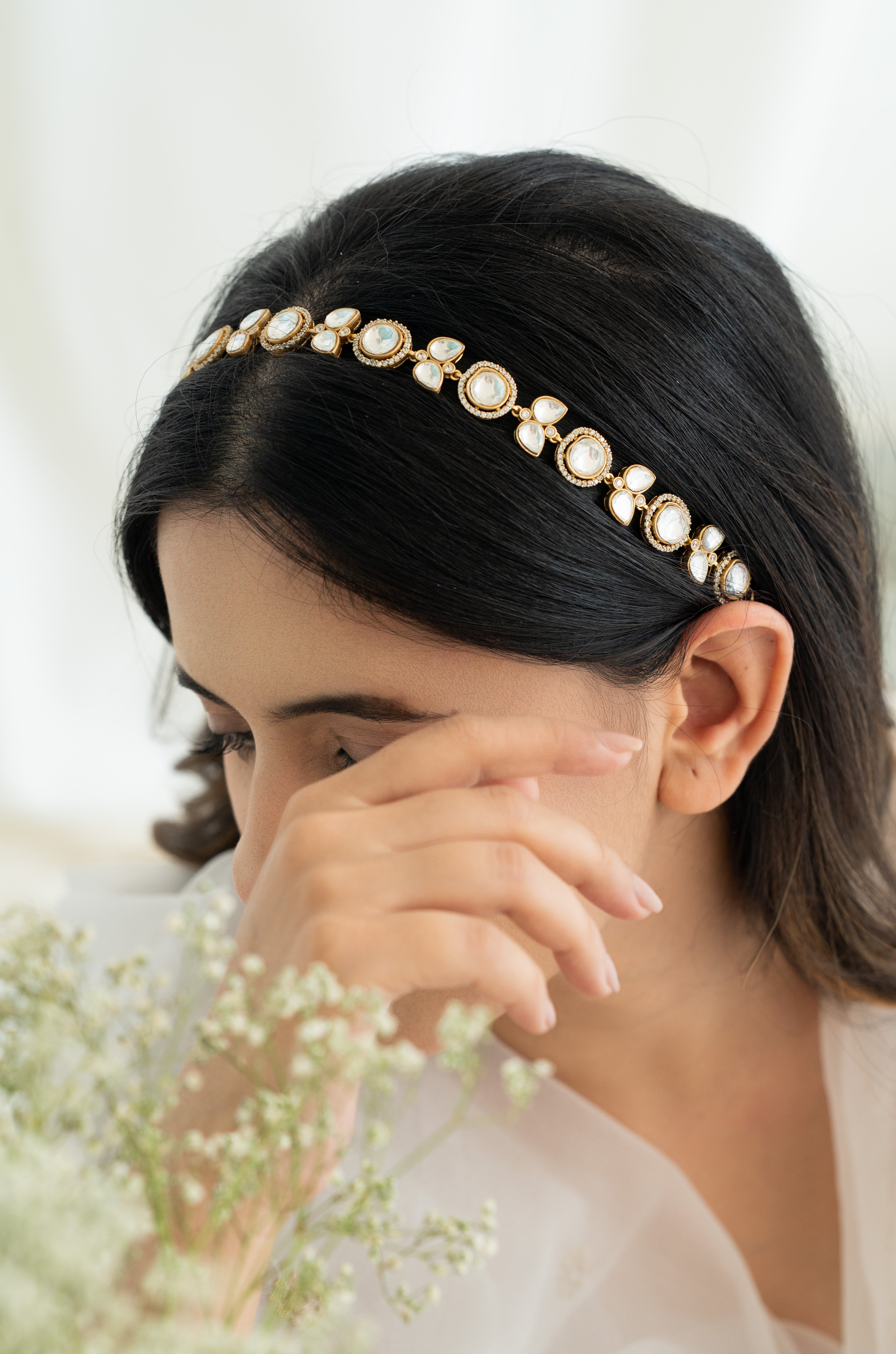 Gold Tone Kundan Headband Matha Patti