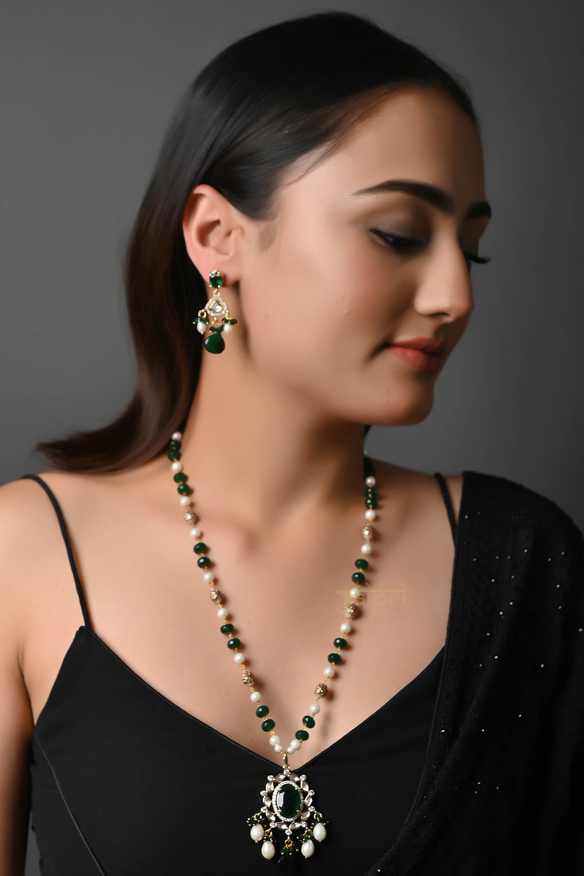 Party Wear Kundan Polki Dainty Necklace Set