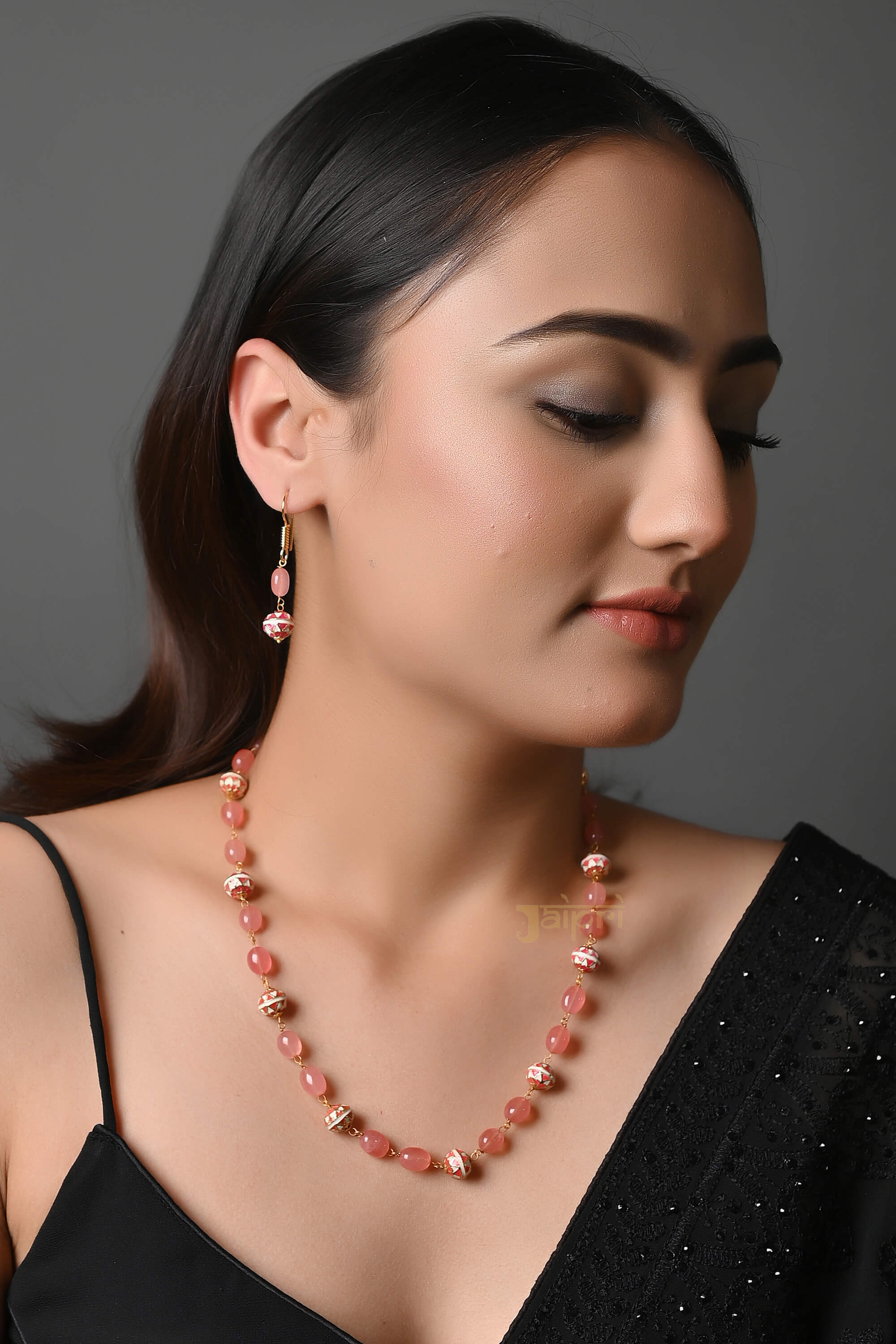 Meenakari Stone Beads Dainty Necklace
