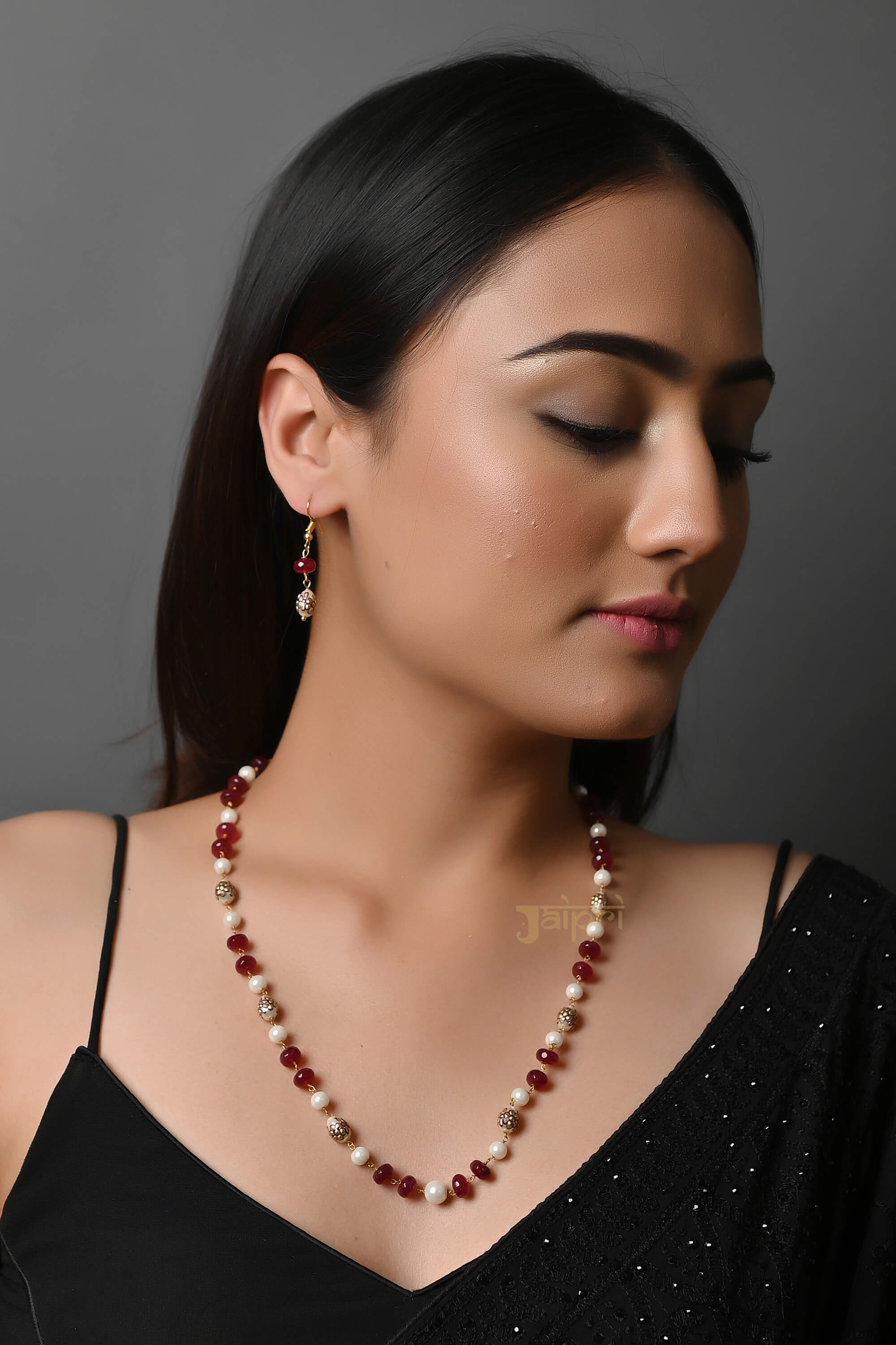 Ruby Stone Handpainted Beaded Mala