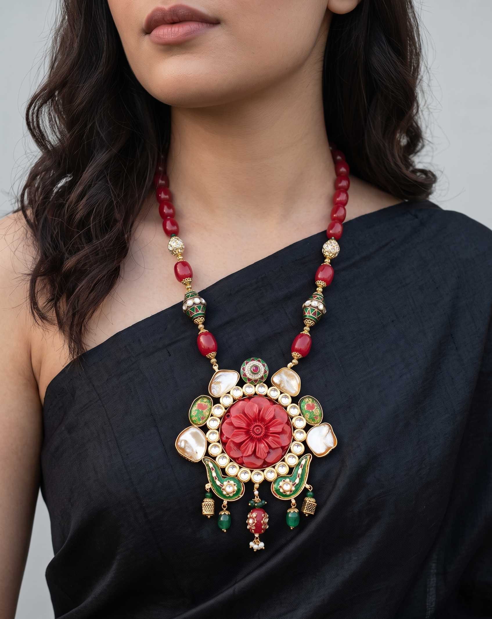 Vamika Red Fusion Pendant Necklace