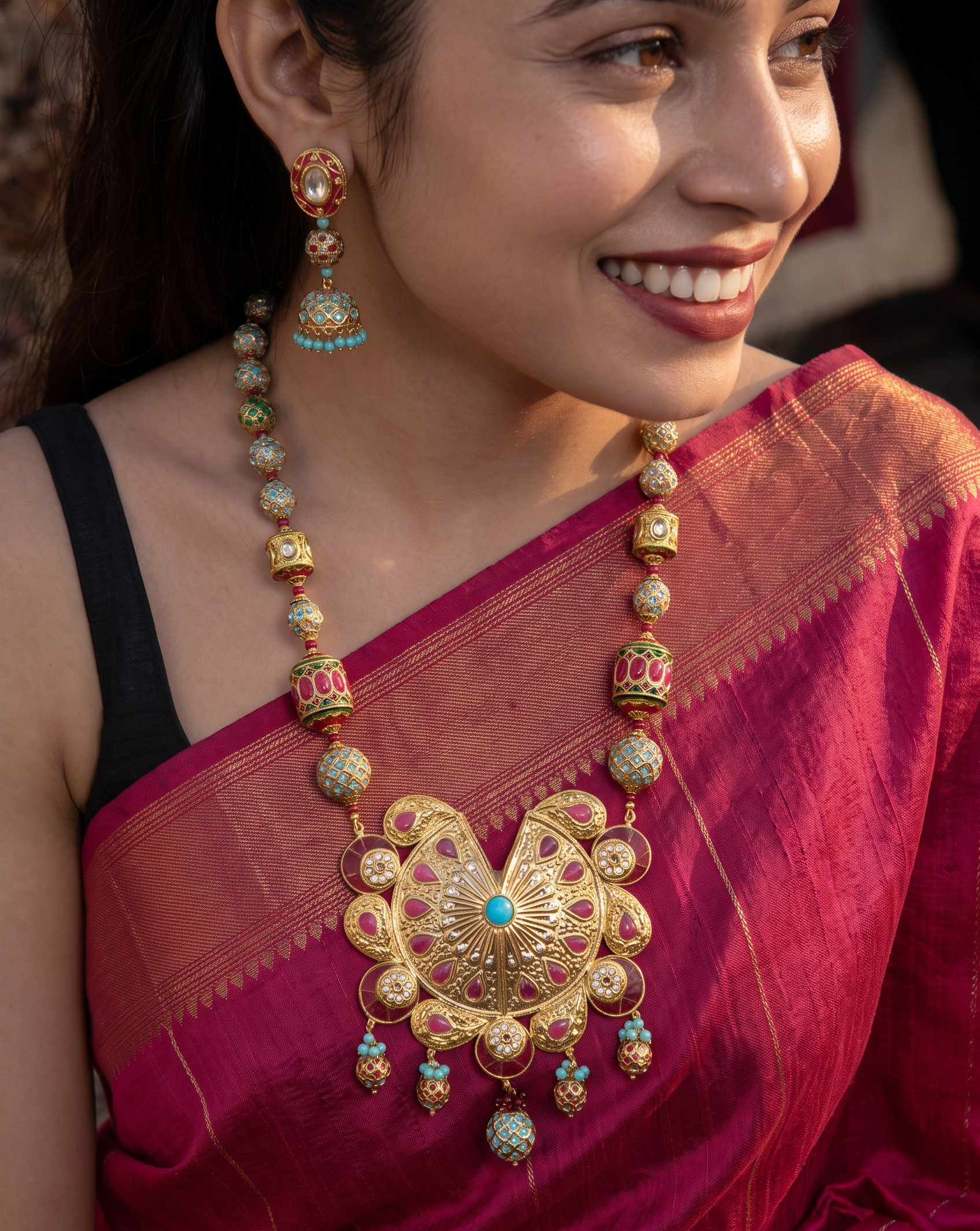 Ivanshi Turquoise Jadau Pendant Necklace