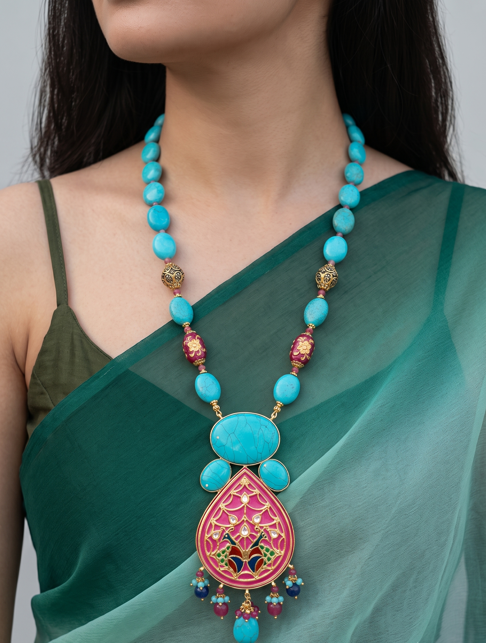 Zara Turquoise Fusion Pendant Necklace