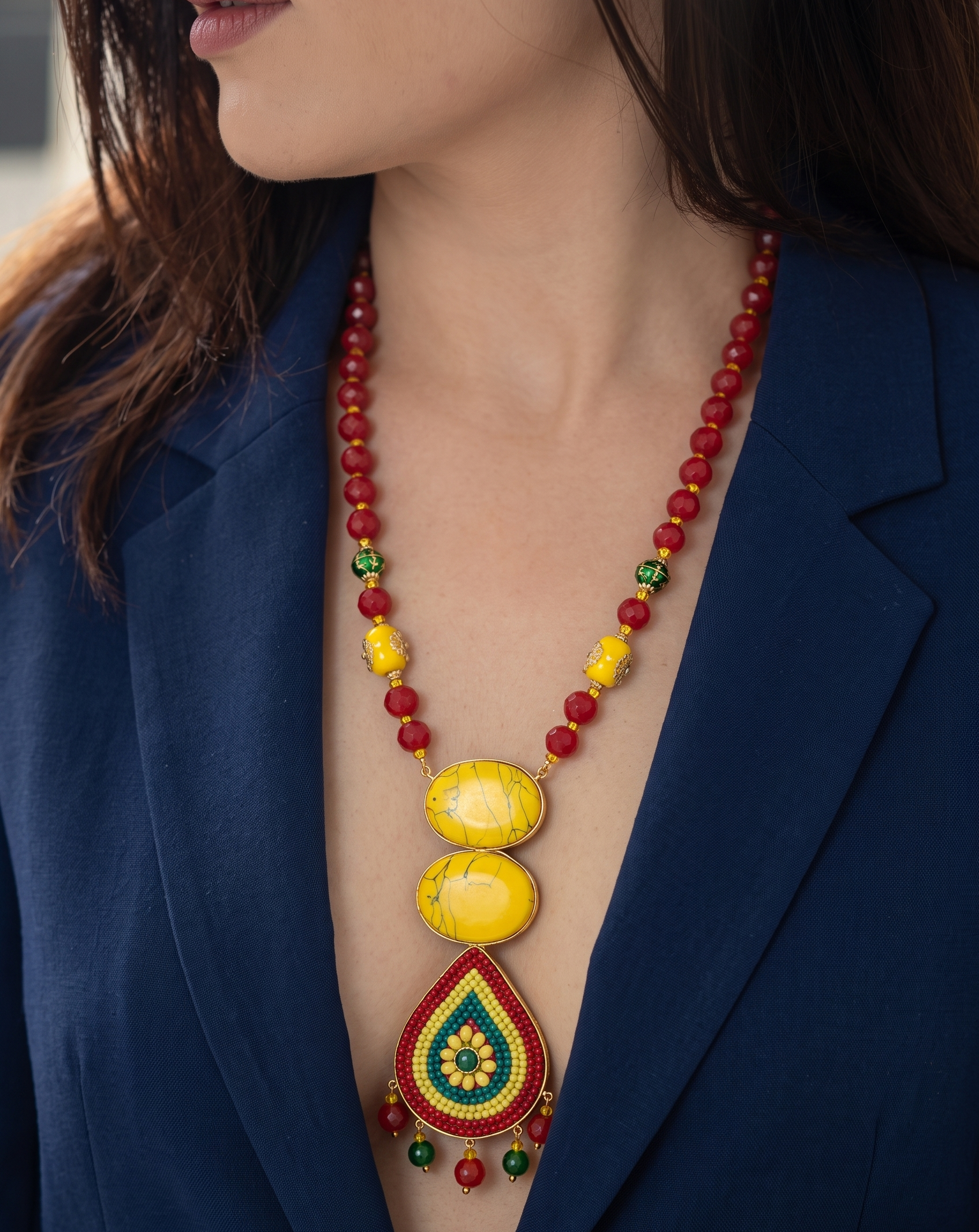 Jina Yellow Fusion Pendant Necklace