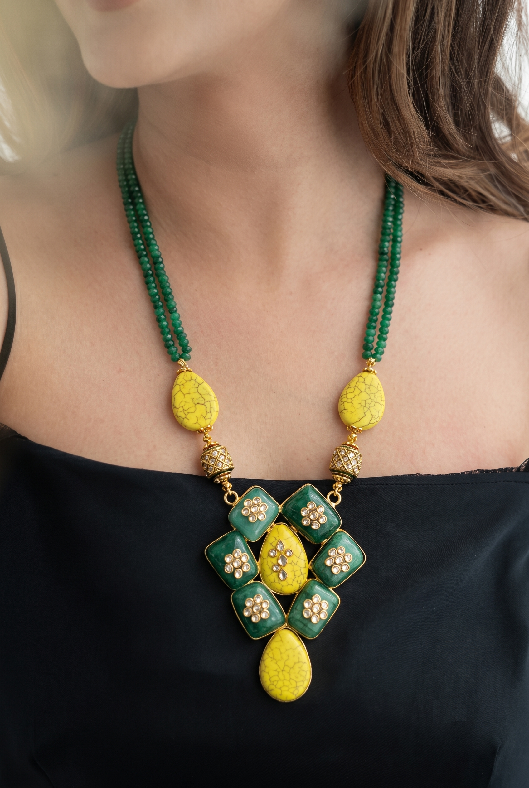 Viraasat Stone Fusion Pendant Necklace
