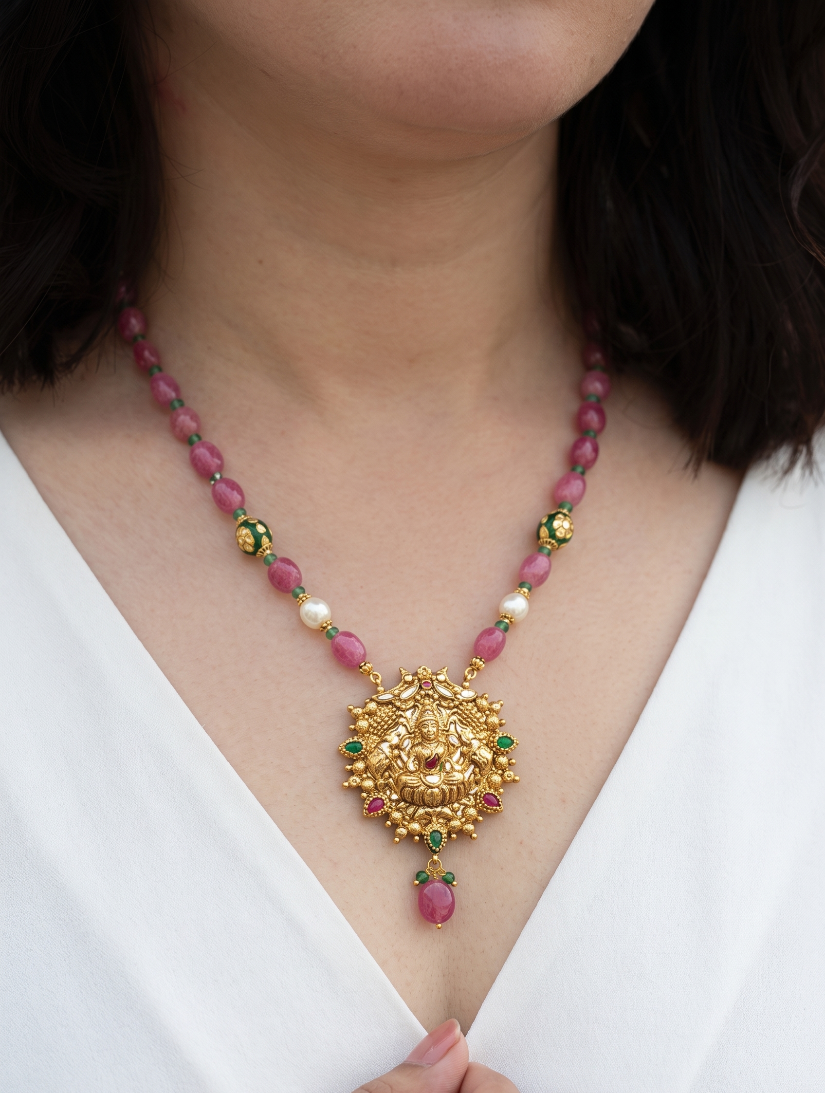 Lakshmi Temple Pendant Necklace