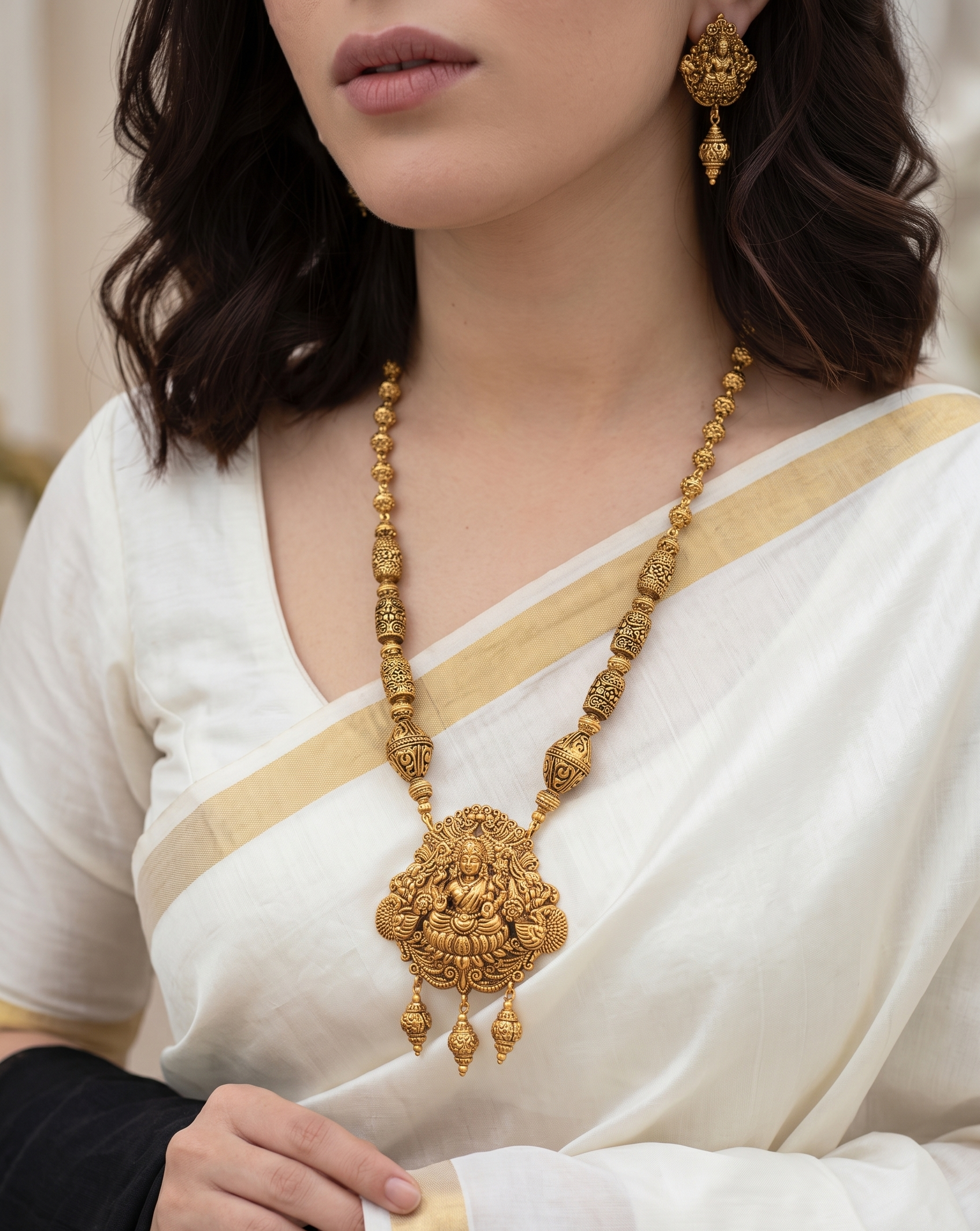 Mira Antique Temple Pendant Necklace