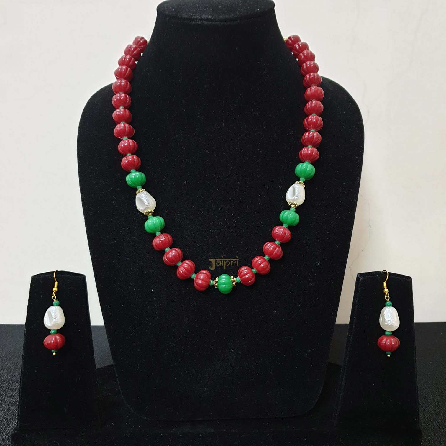 Delicate Multicolored Beads Adorable Necklace With Earrings