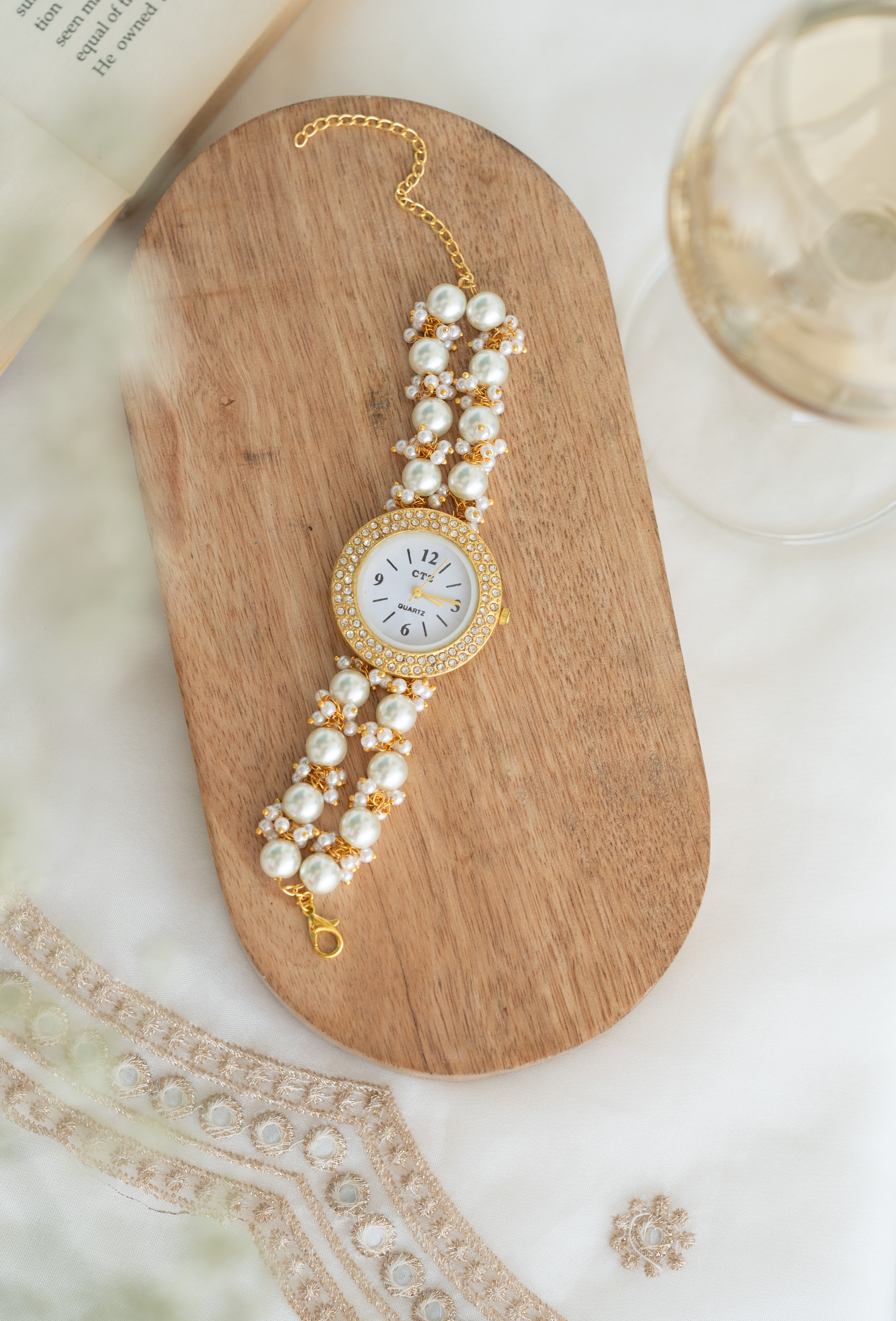 Luxury Pearl Beaded Bracelet Watch for Women