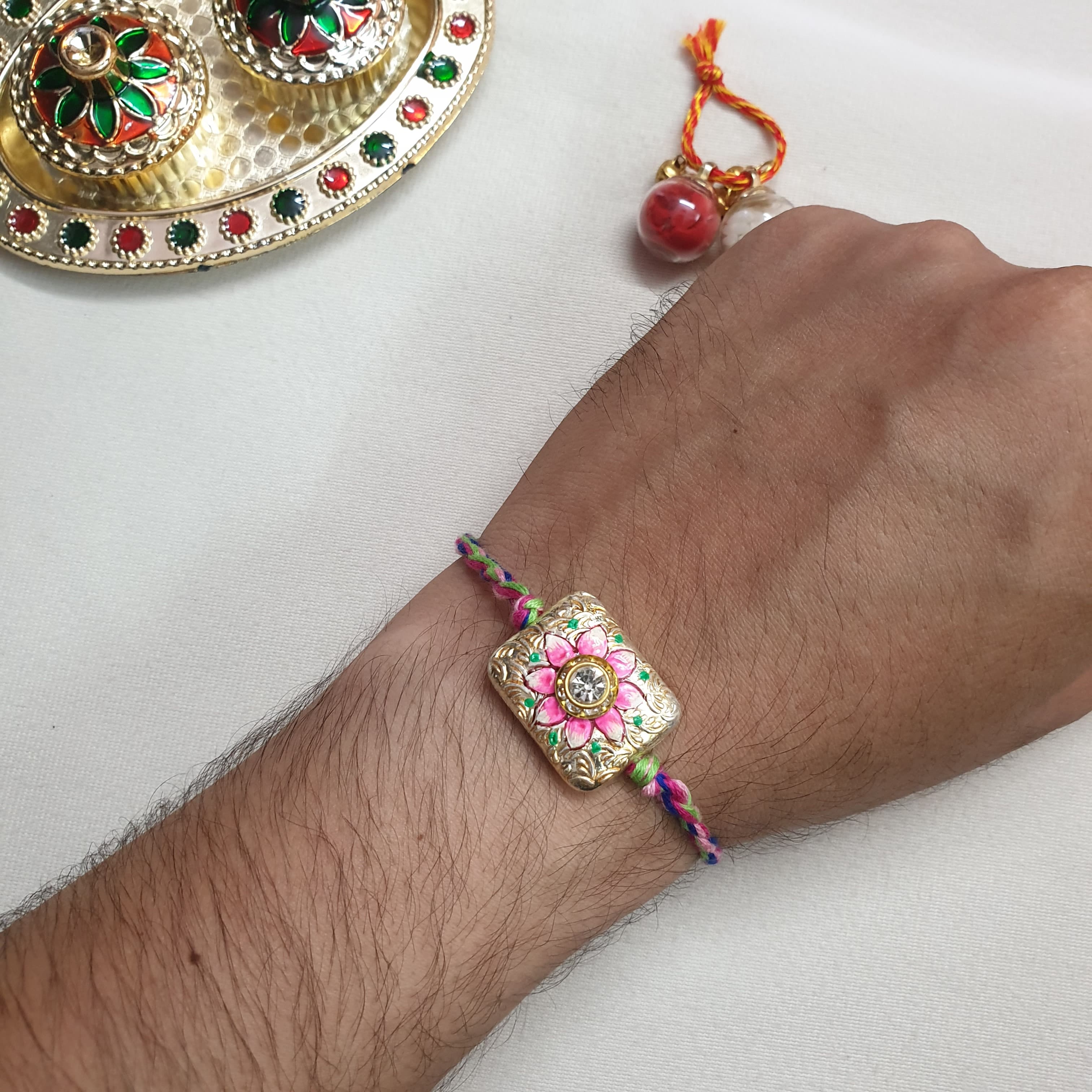 Multicolor Floral Meenakari Rakhi