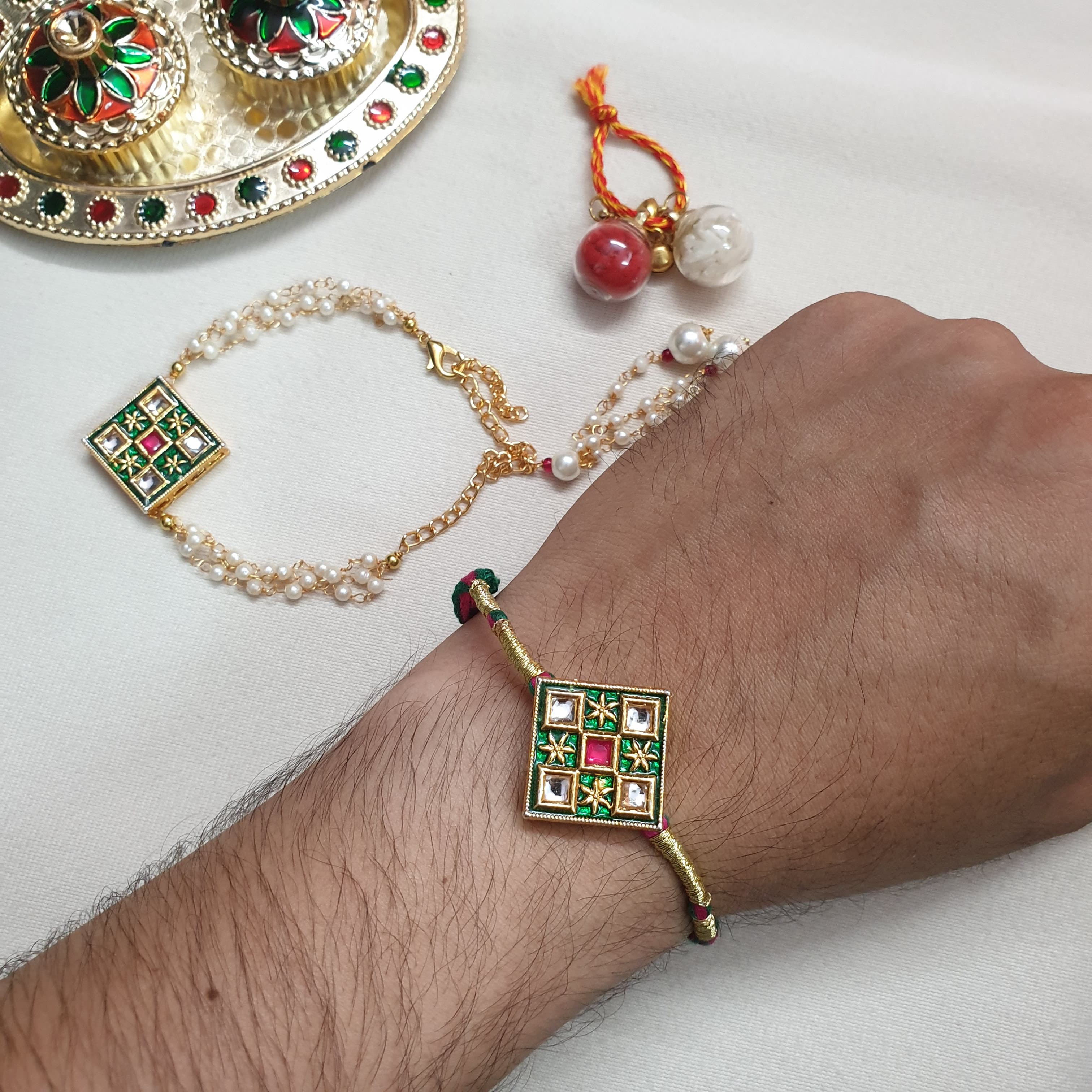 Kundan Stone Bhaiya Bhabhi Rakhi