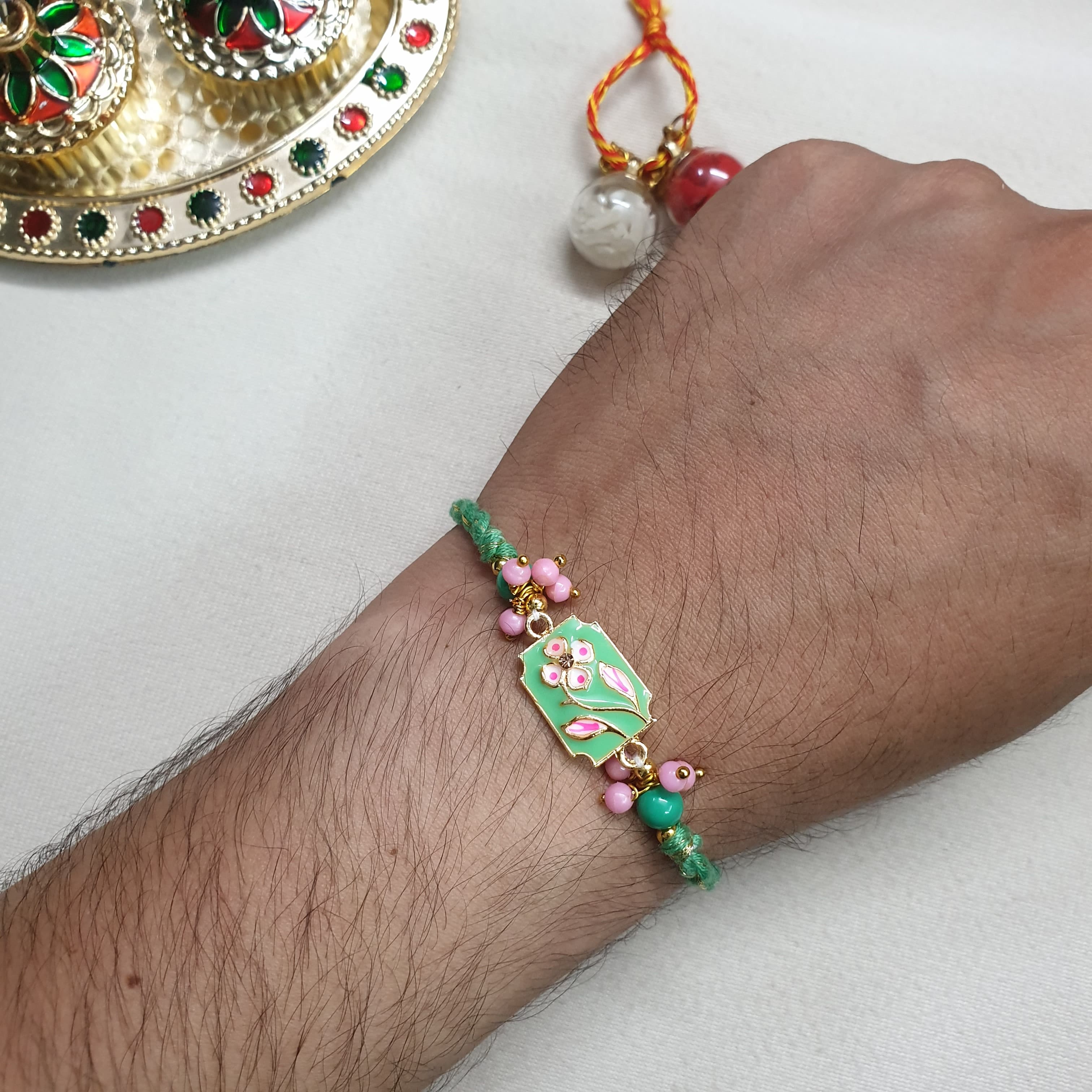 Green Enamel Rakhi
