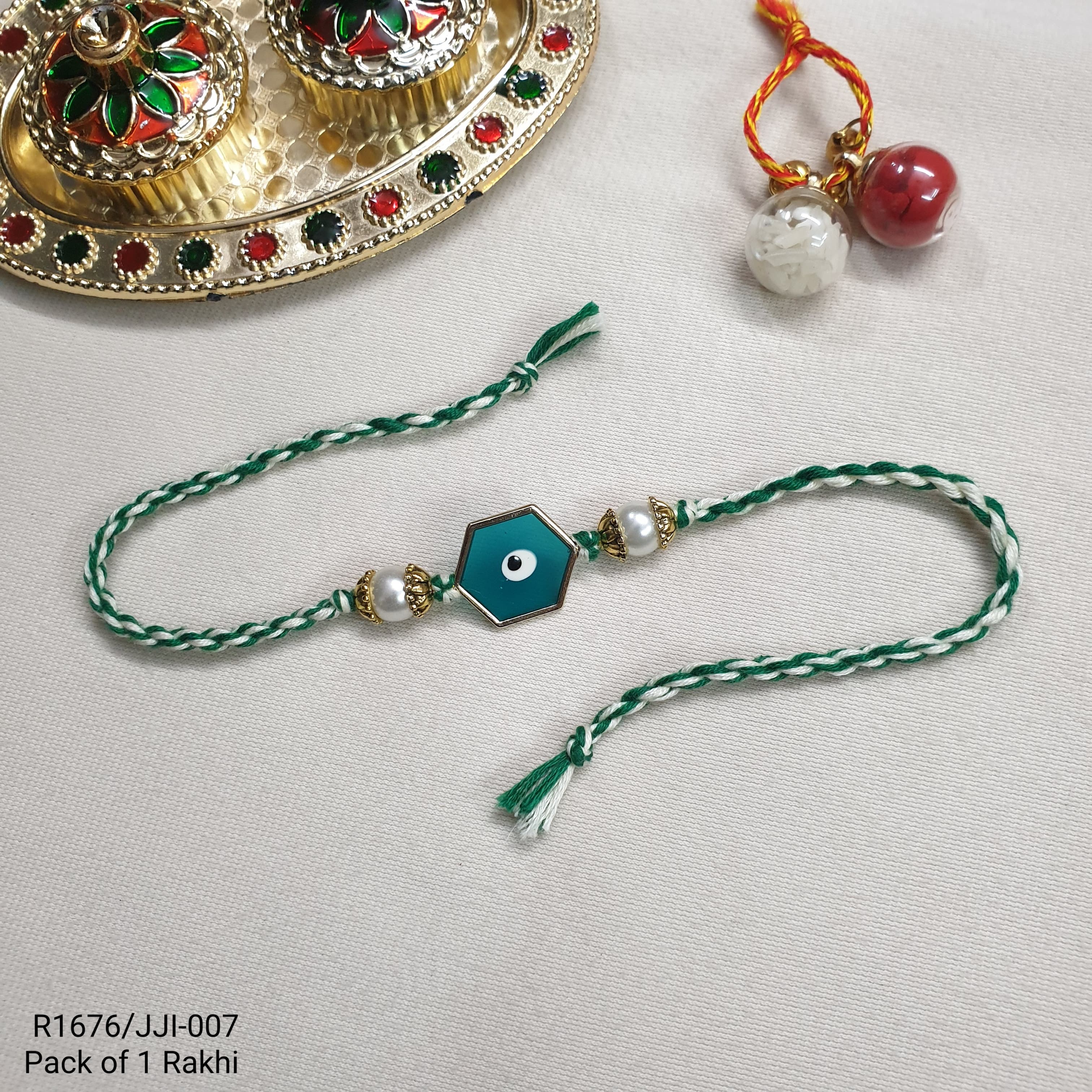 Sea Green Evil Eye Rakhi