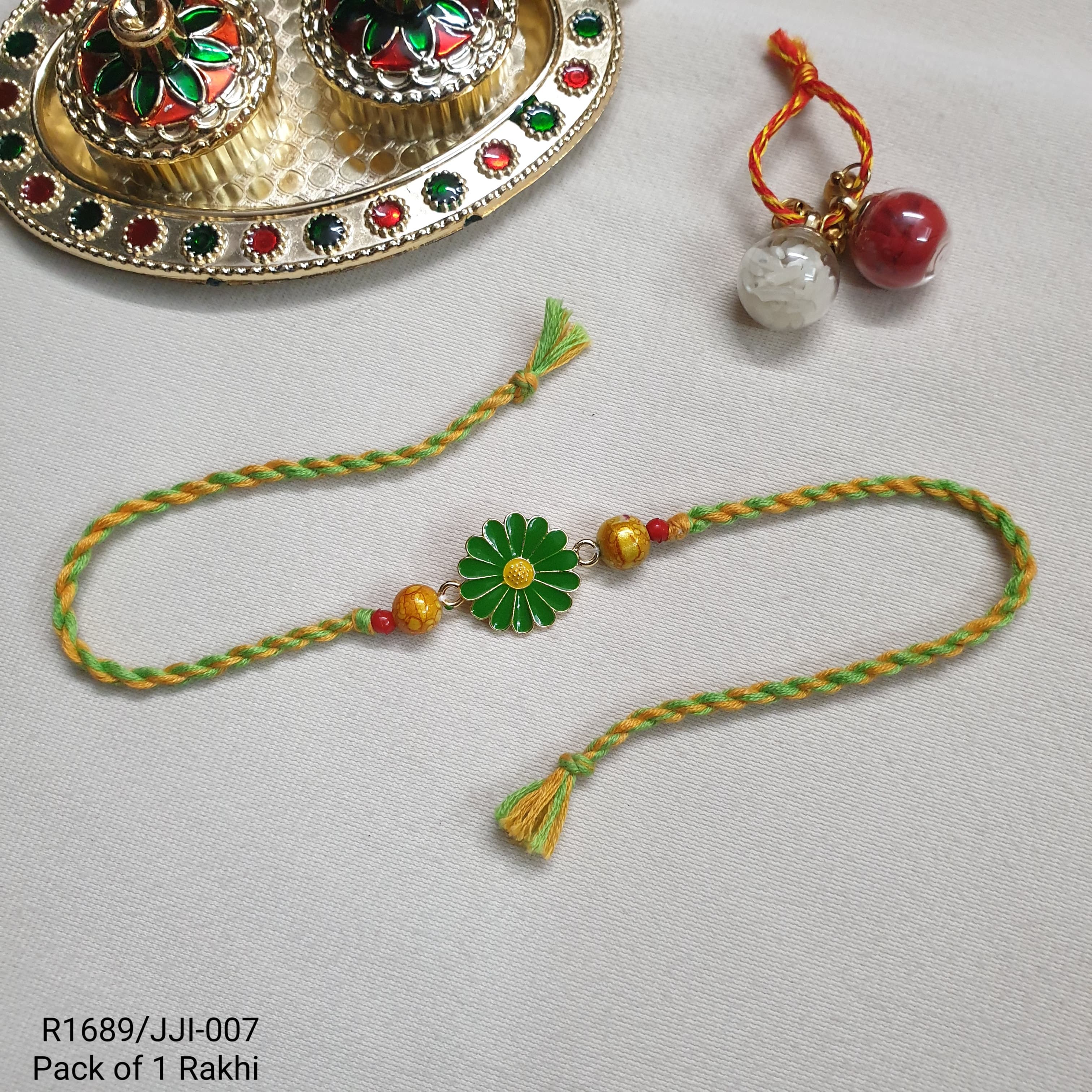 Green Floral Meenakari Rakhi