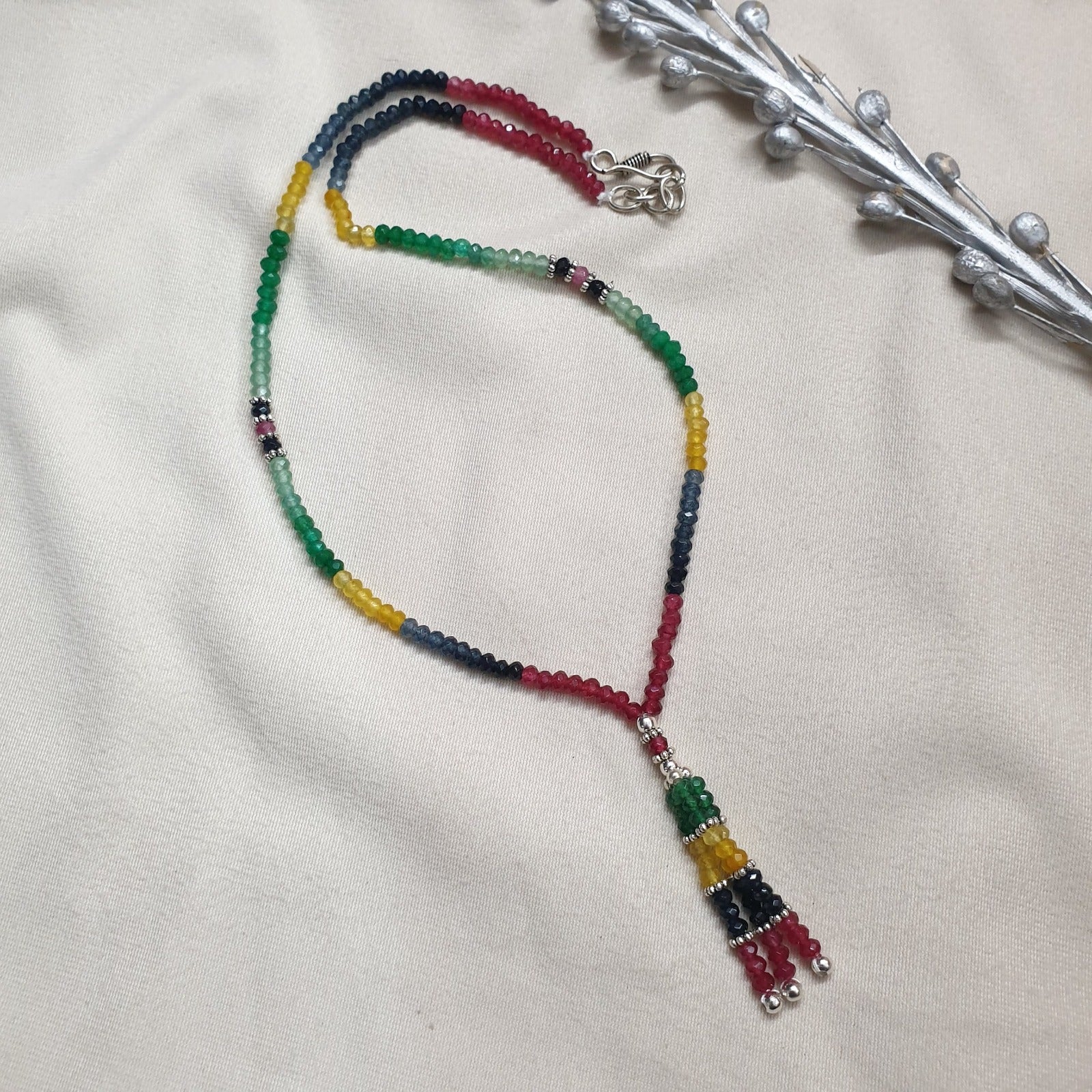 Multicolor Semi Precious Long Beads Mala