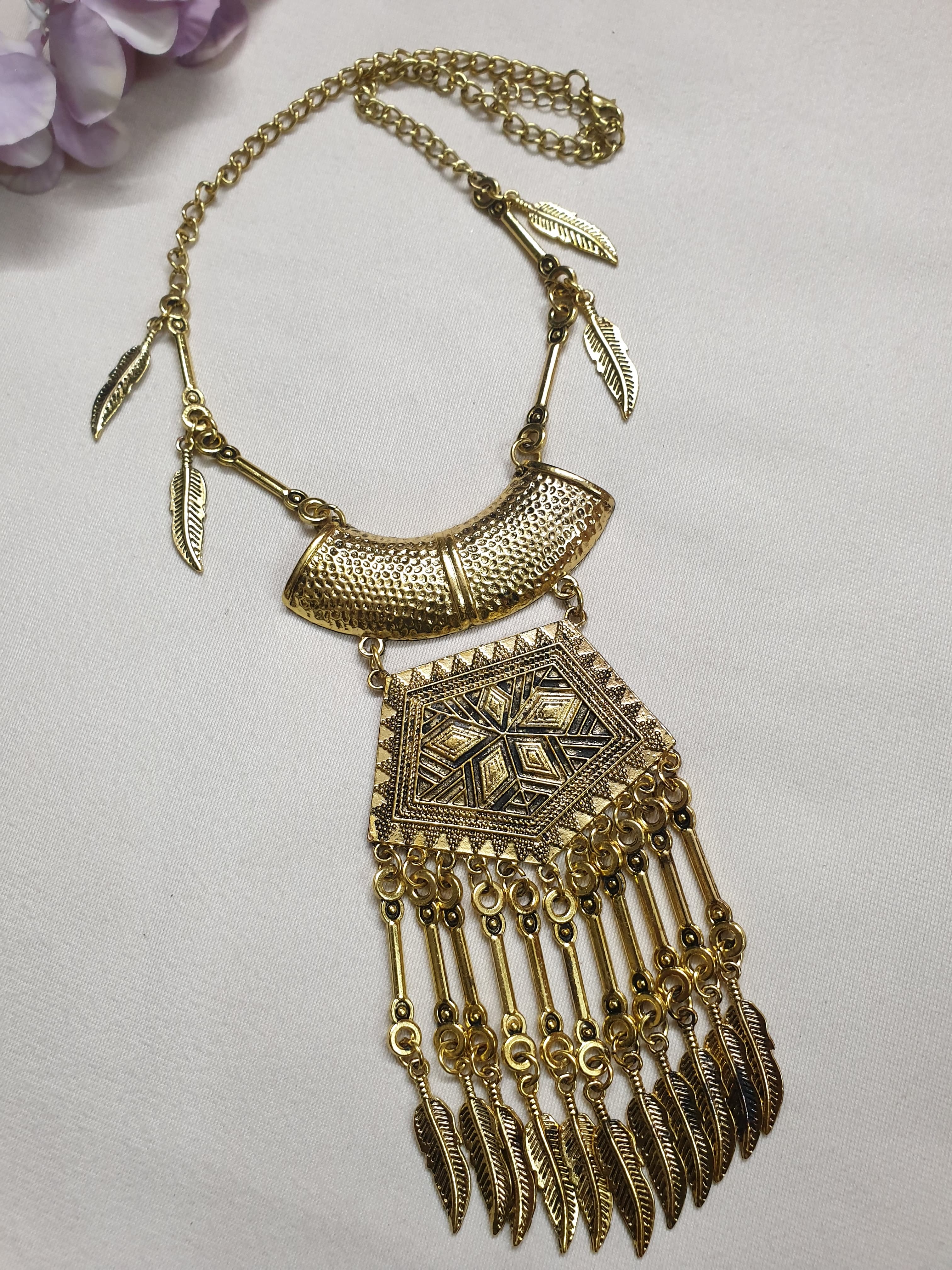 Antique Gold Tone Long Chain Necklace