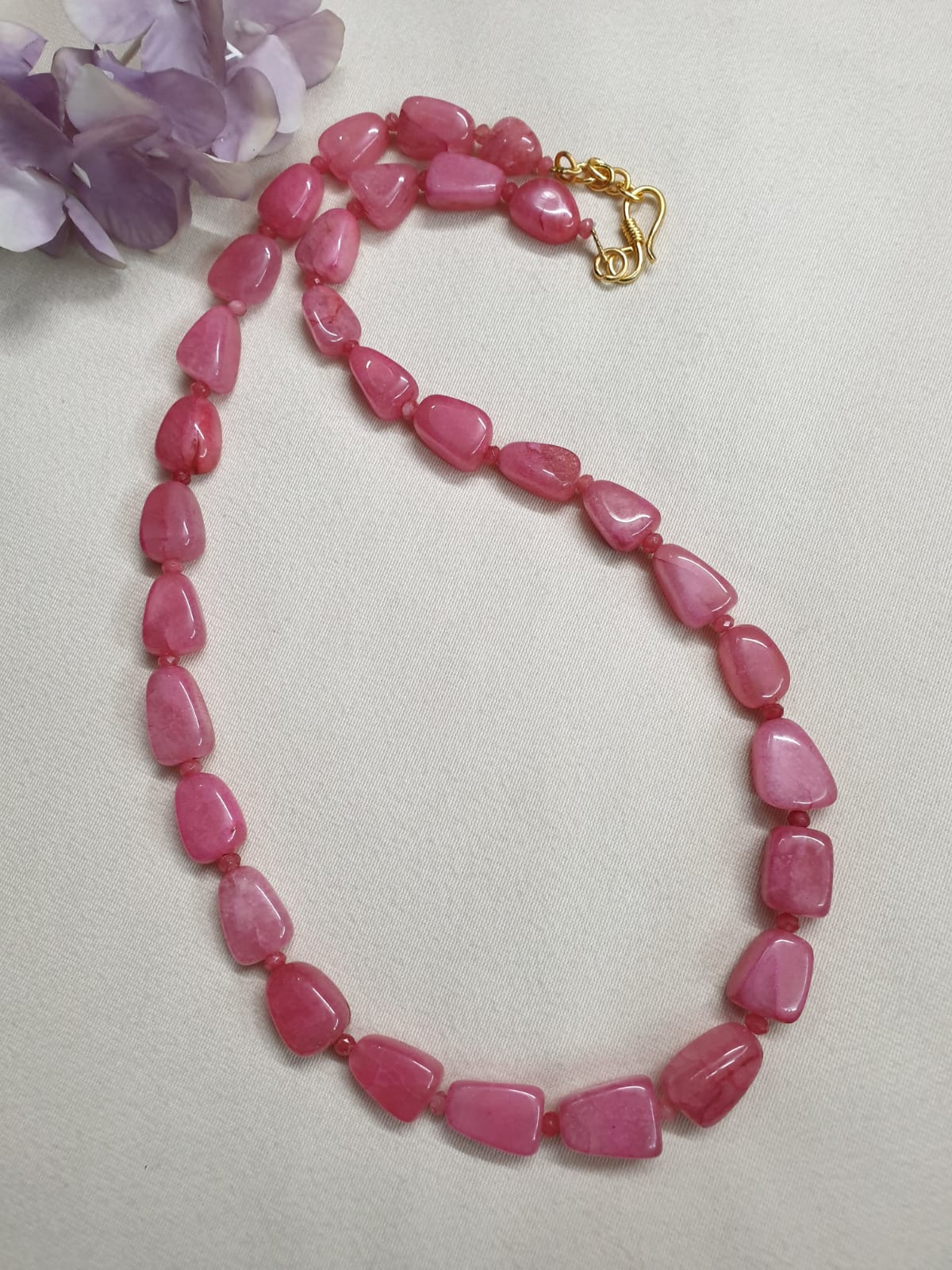 Pink Stone Single Layered Long Mala
