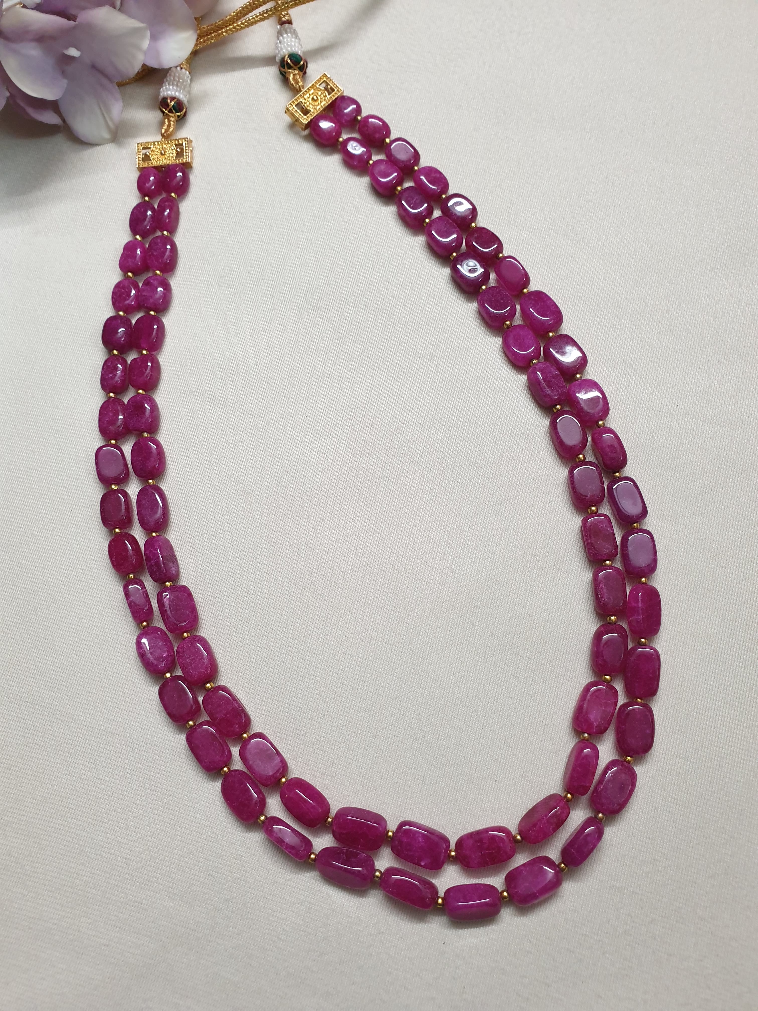 Hot Pink Double Layered Beaded Necklace
