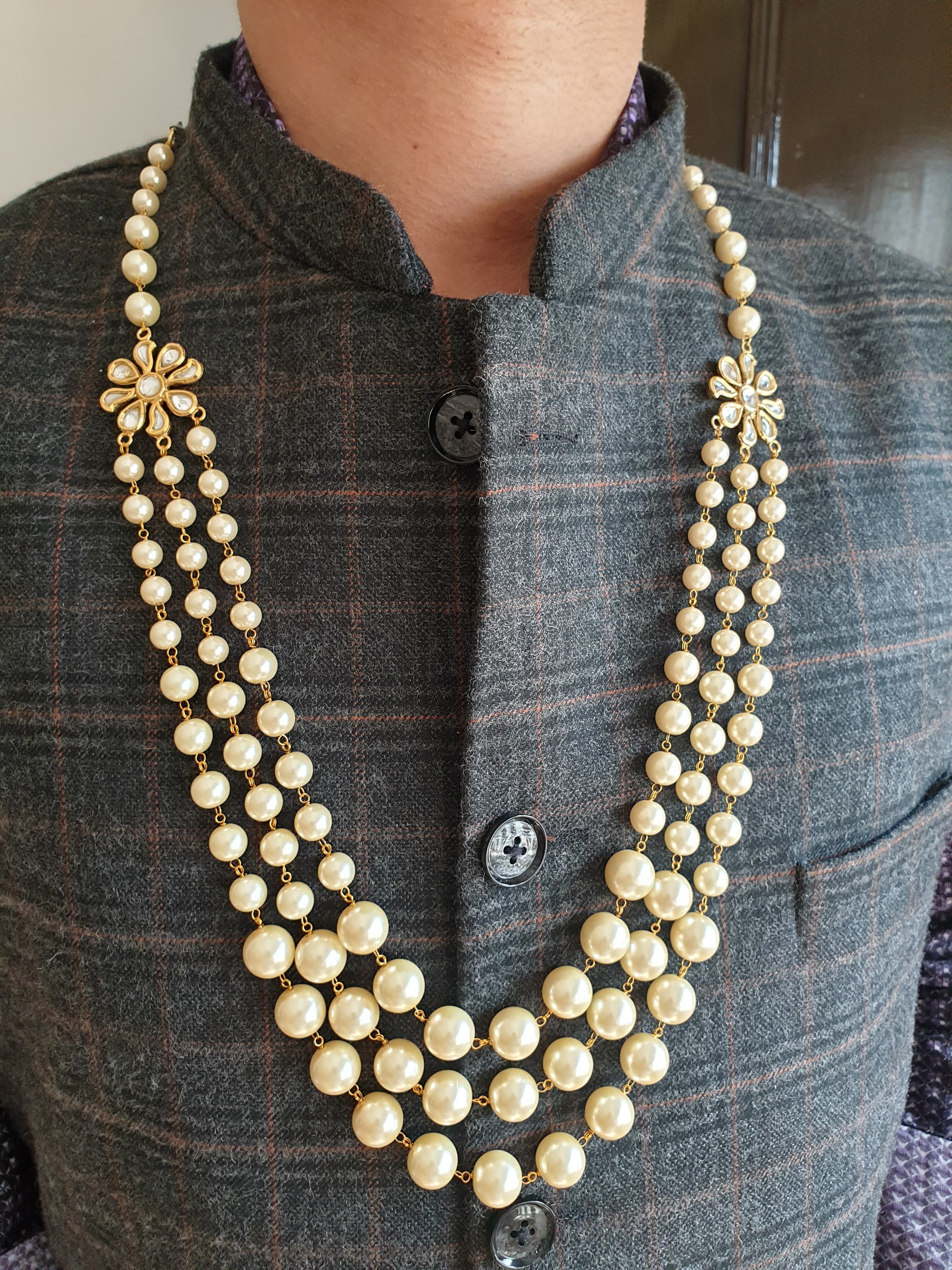 Kundan Pearl Groom Necklace For Wedding