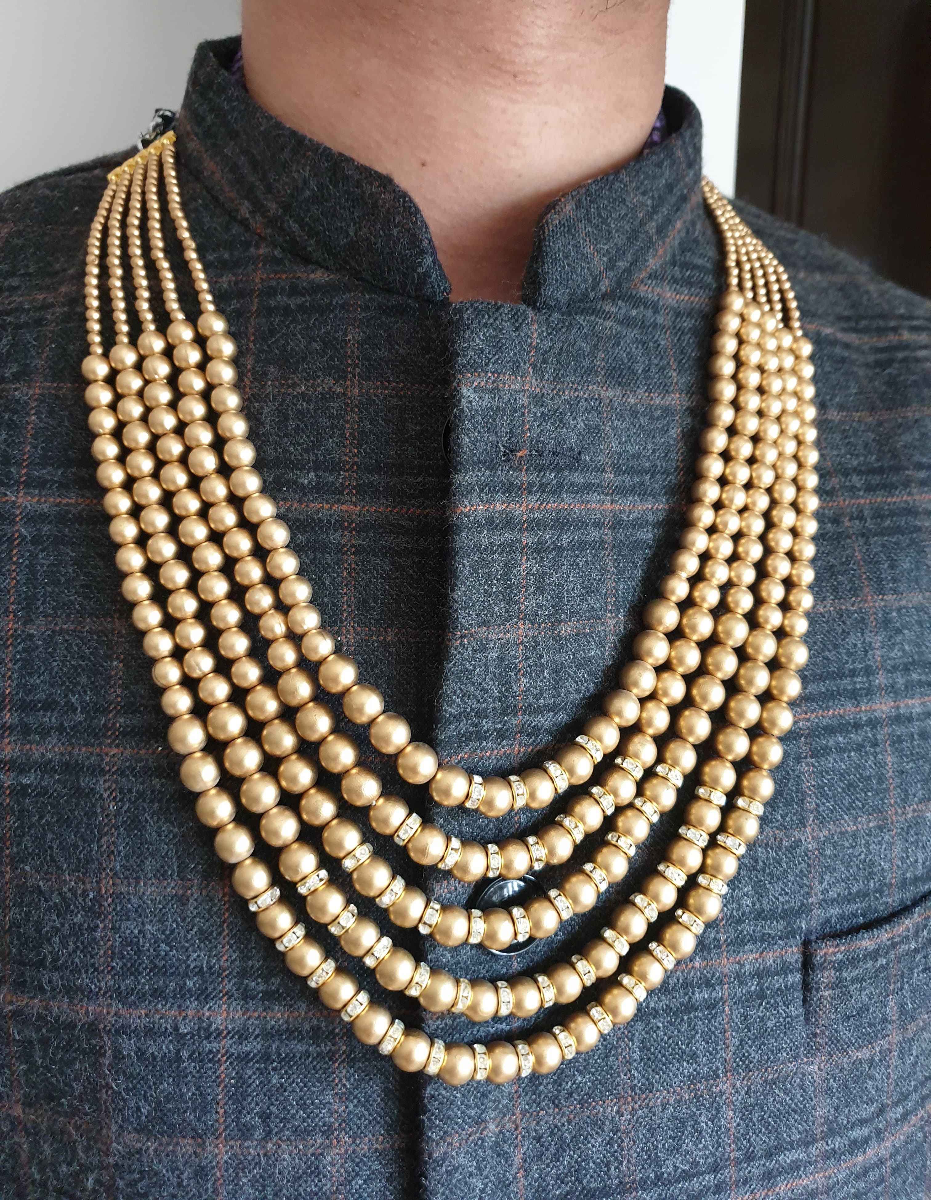 Golden Beaded Groom Necklace Set