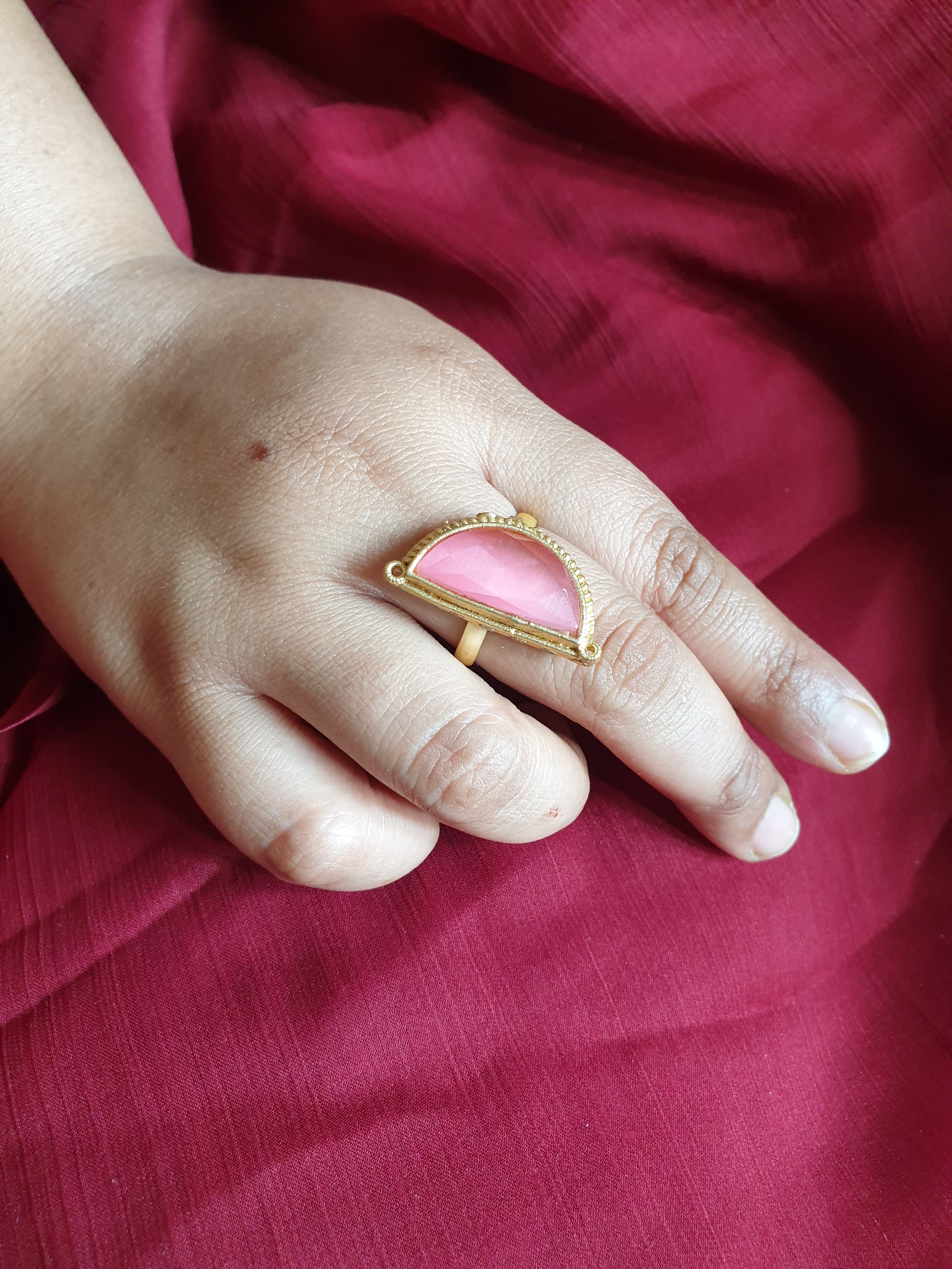 Pink Stone Adjustable Ring