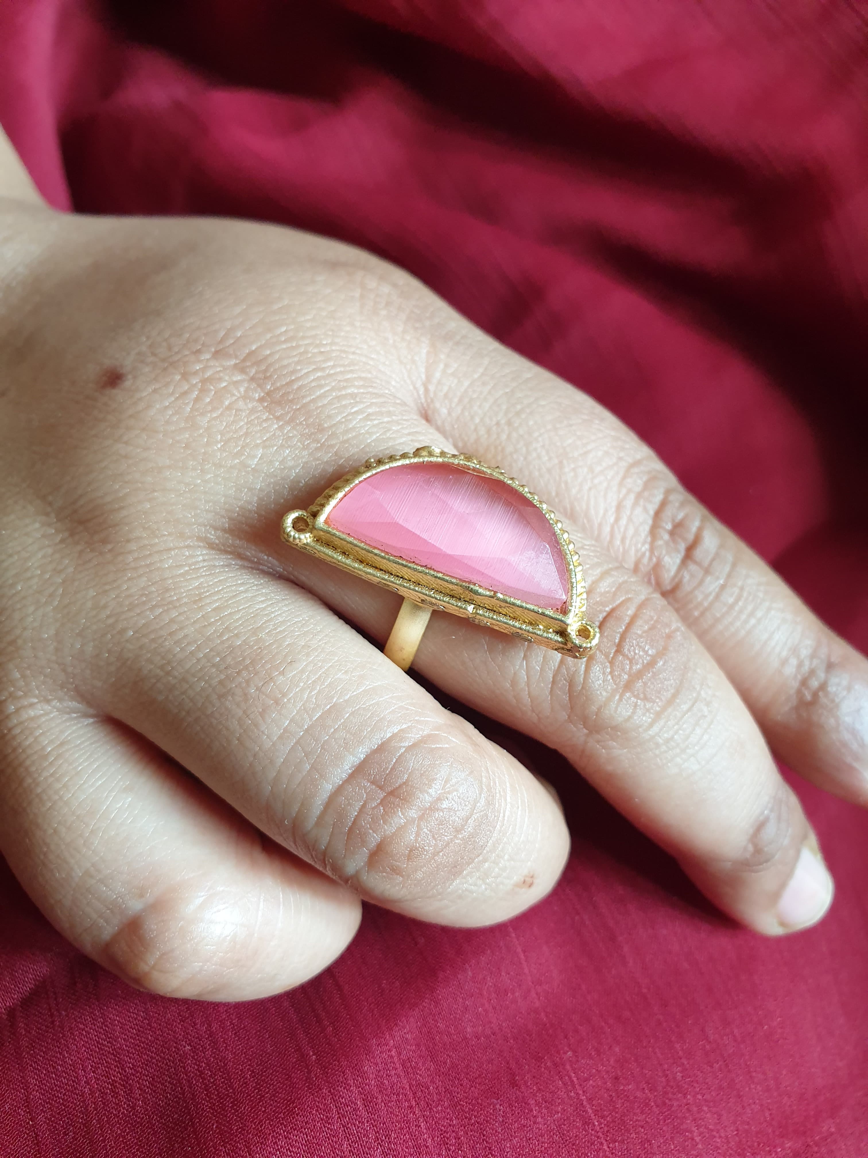 Pink Stone Adjustable Ring
