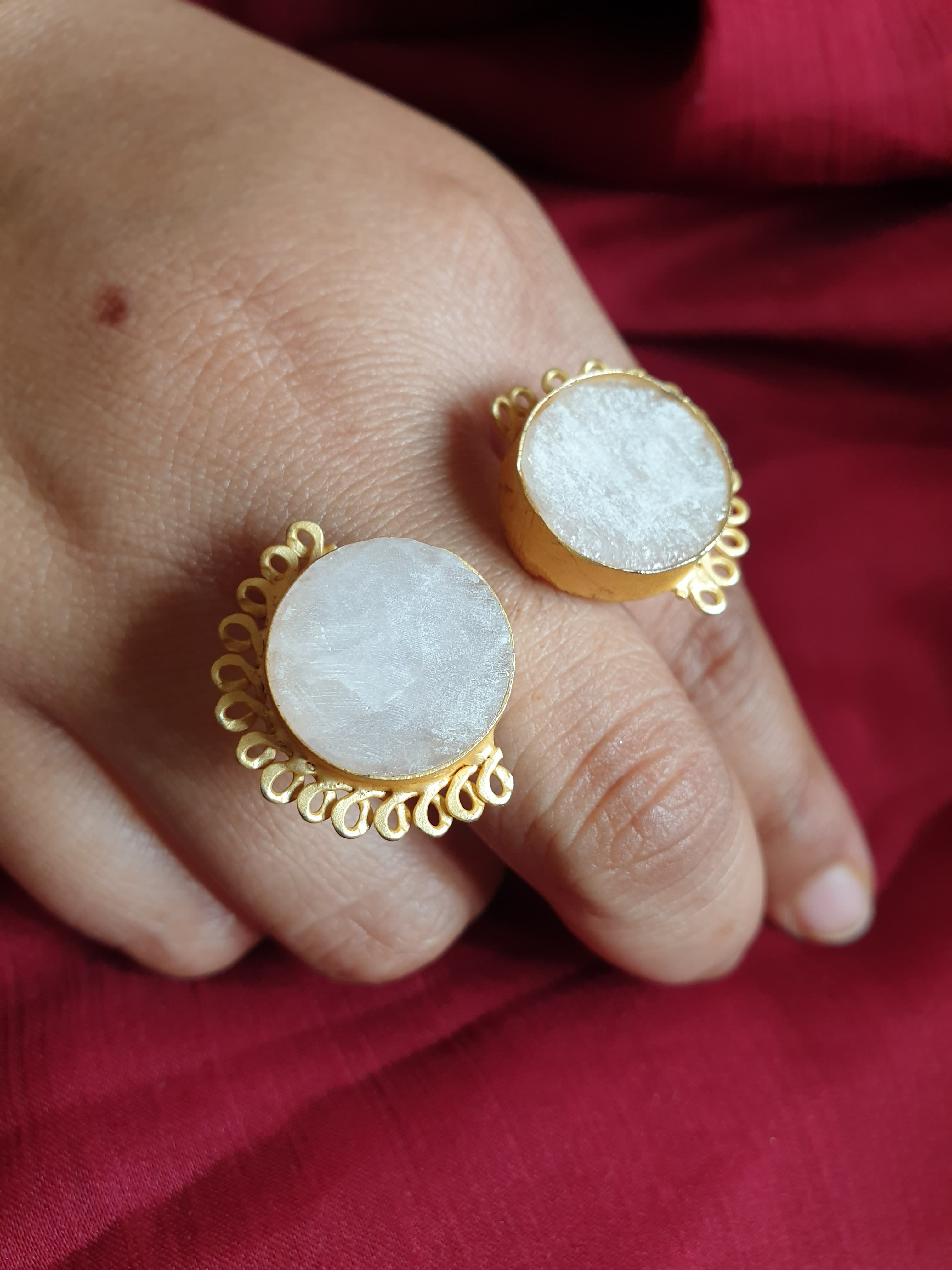 White Stone Adjustable Gold Ring
