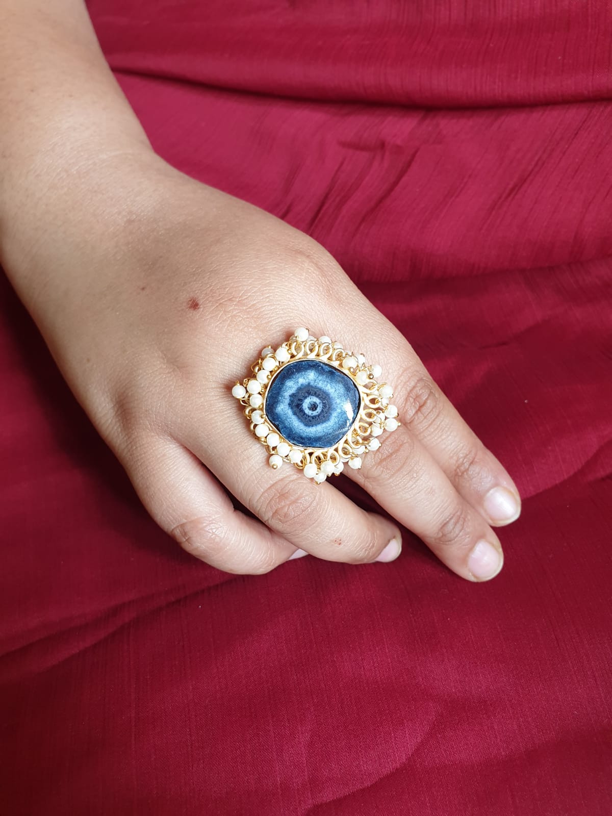 Blue Stone Designer Adjustable Ring