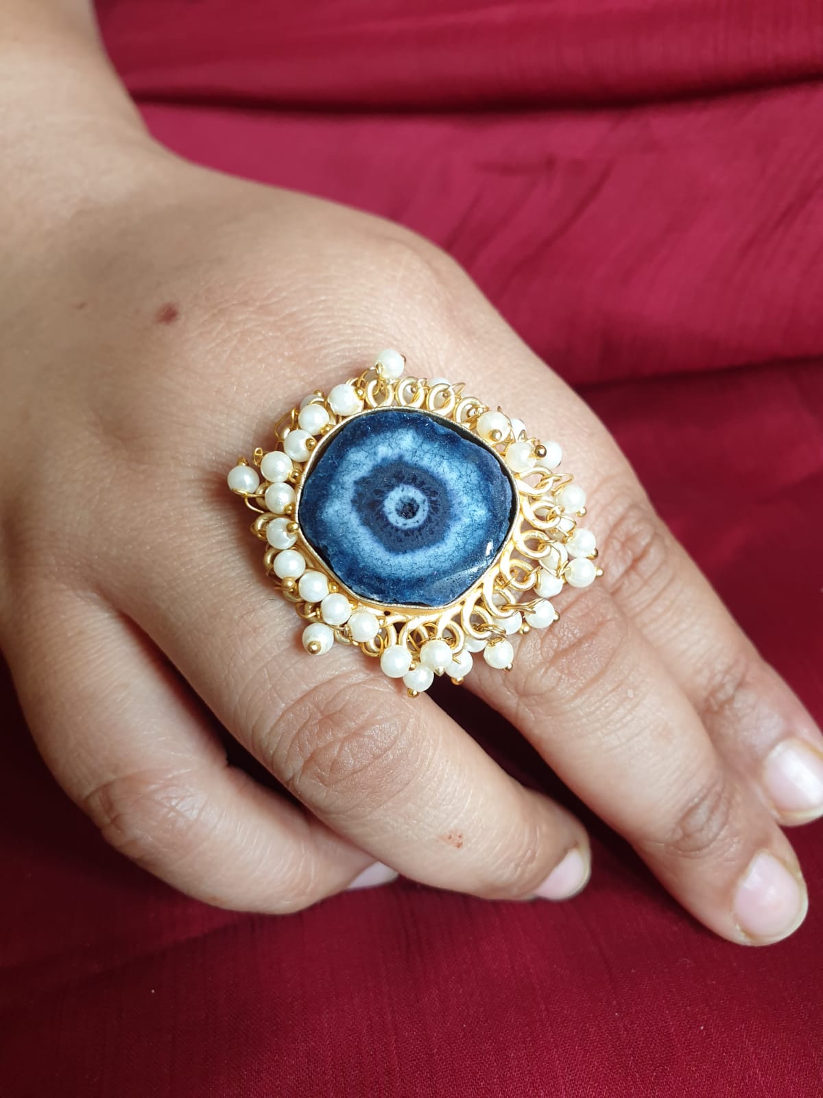 Blue Stone Designer Adjustable Ring