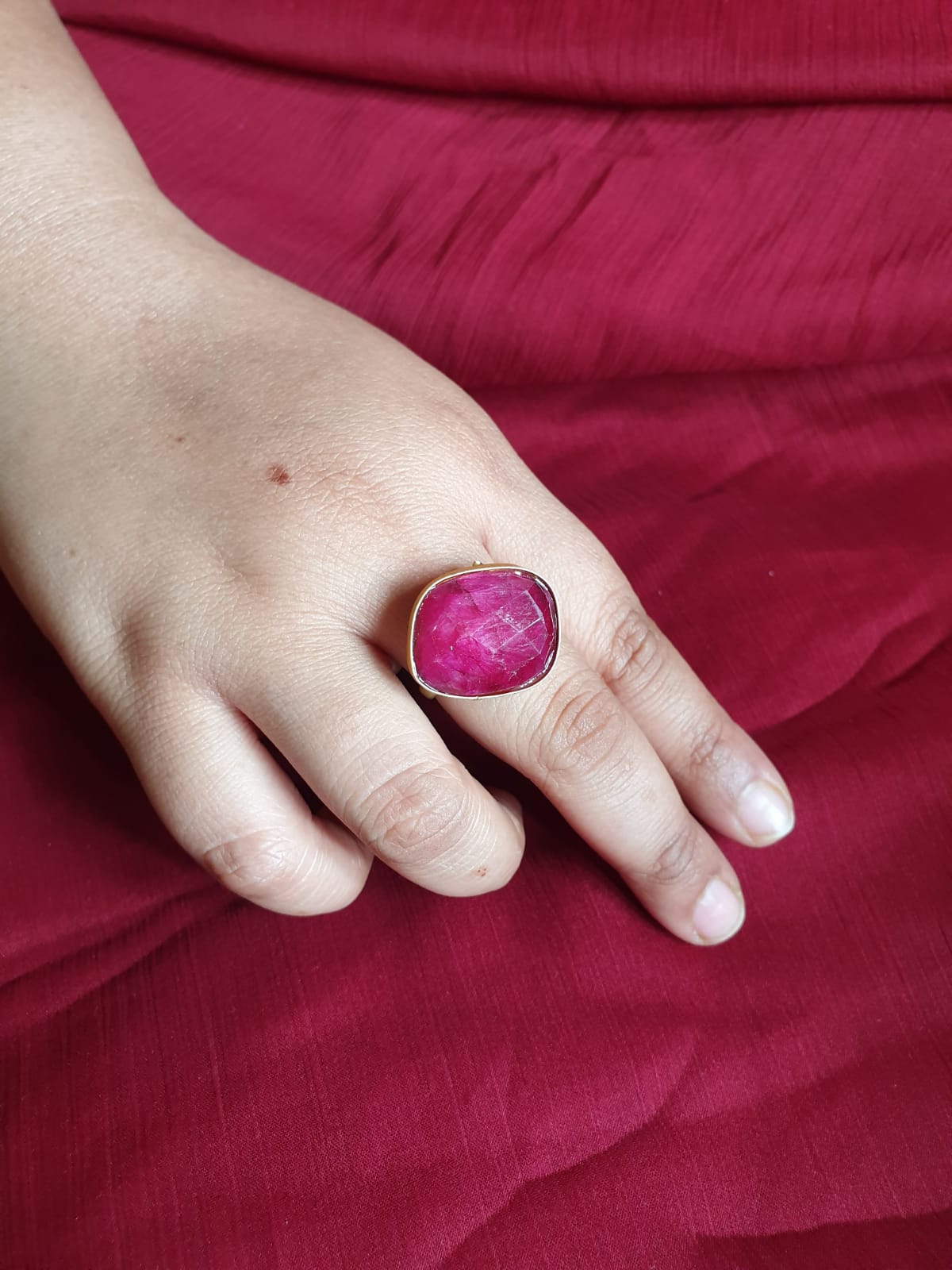 Hot Pink Stone Adjustable Ring