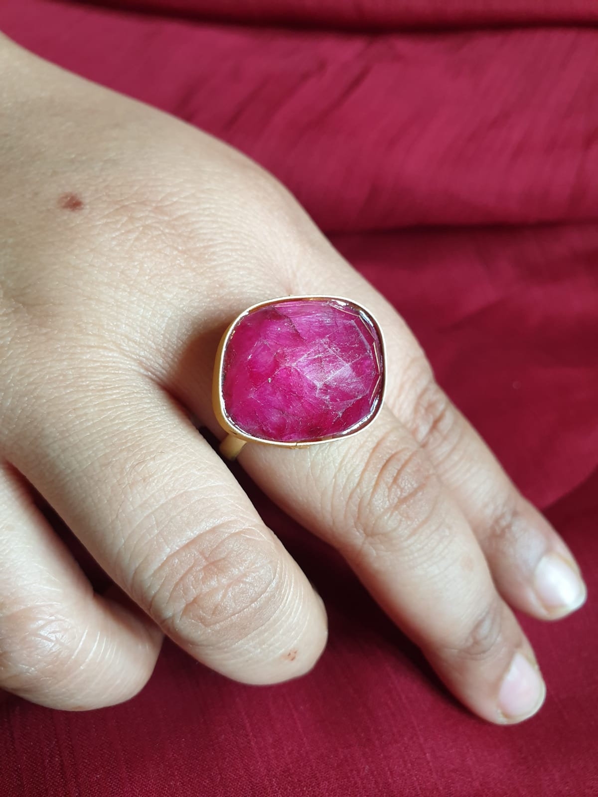 Hot Pink Stone Adjustable Ring