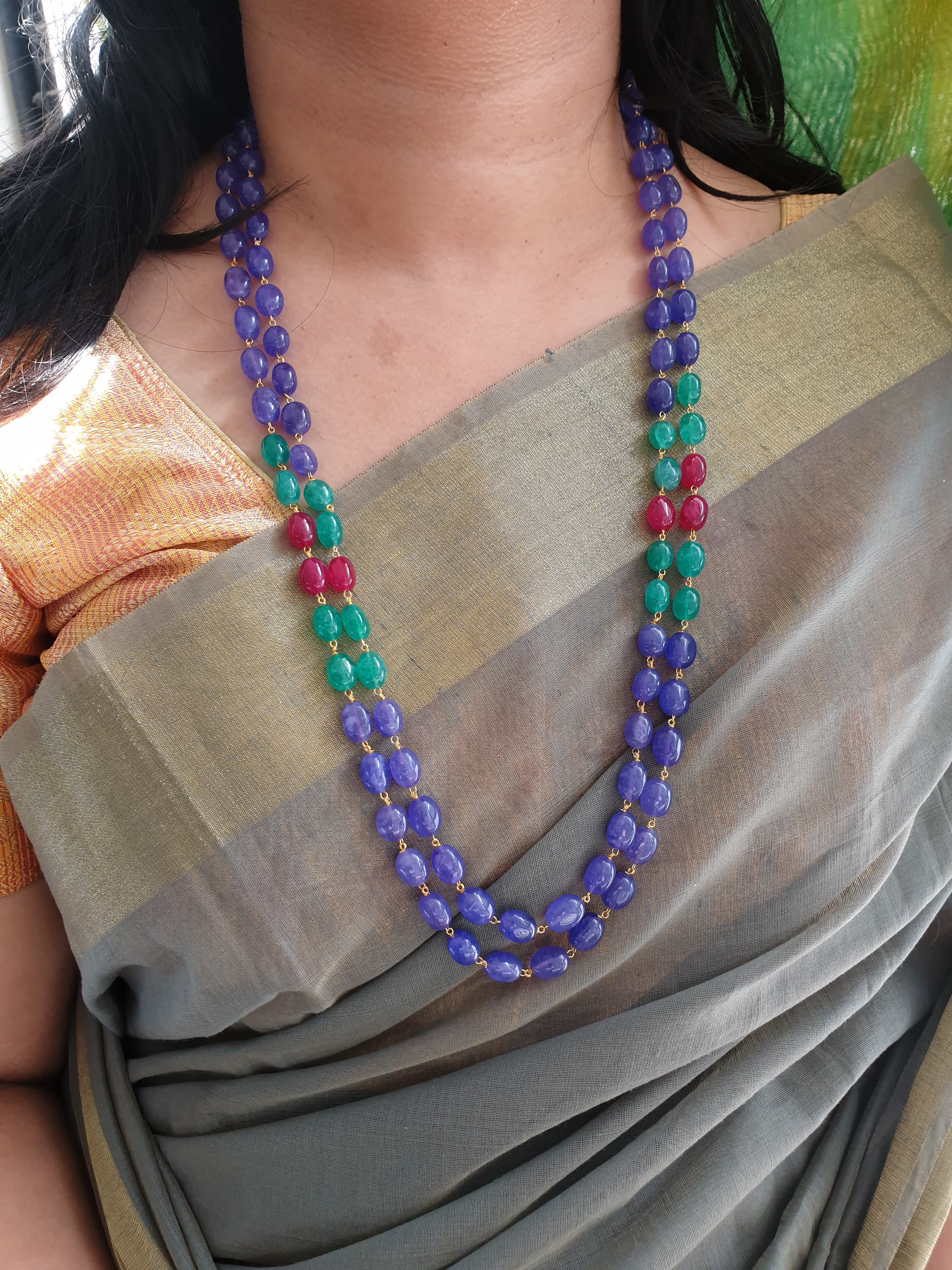 Two Layered Multi Stone Beaded Necklace