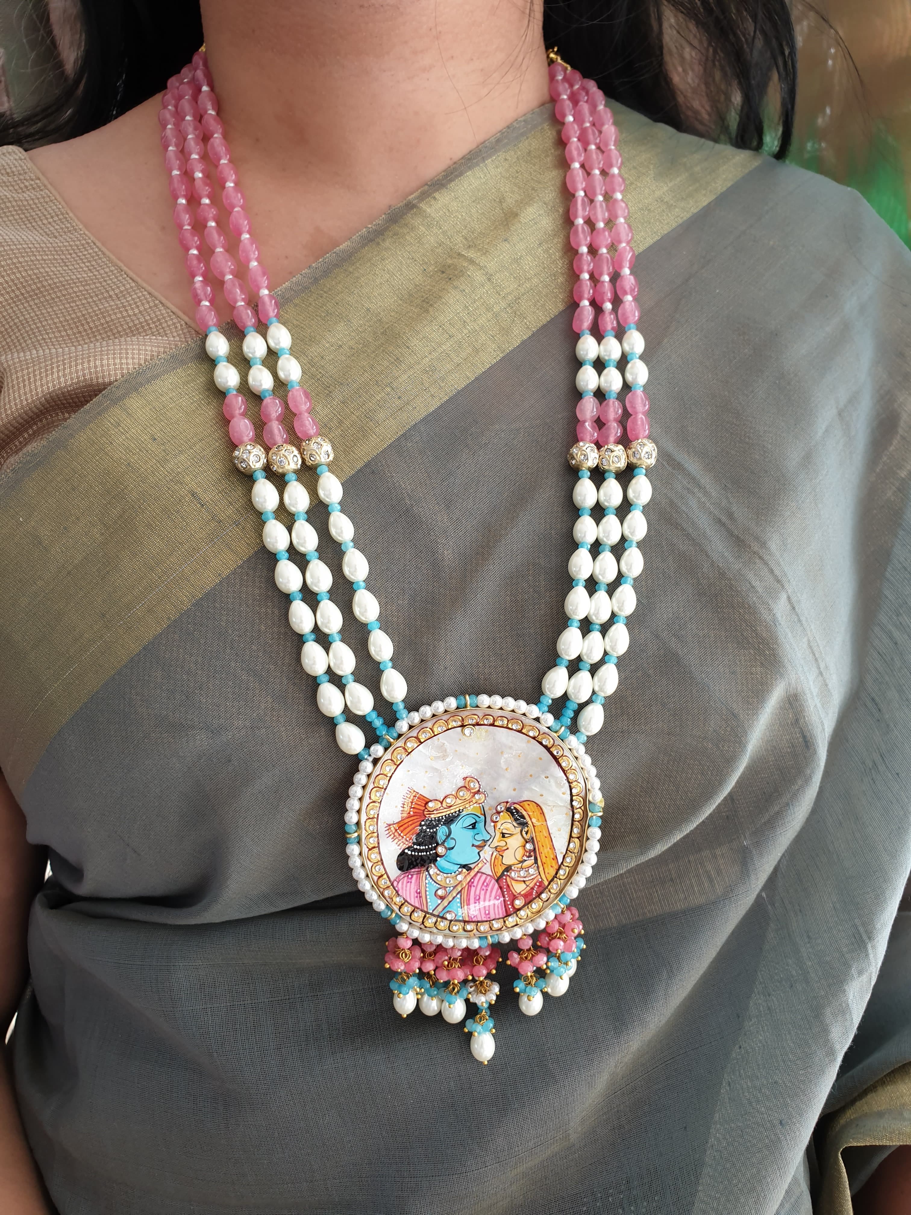 Adorn Yourself with the Timeless Beauty of our Radha Krishna Pendant Set