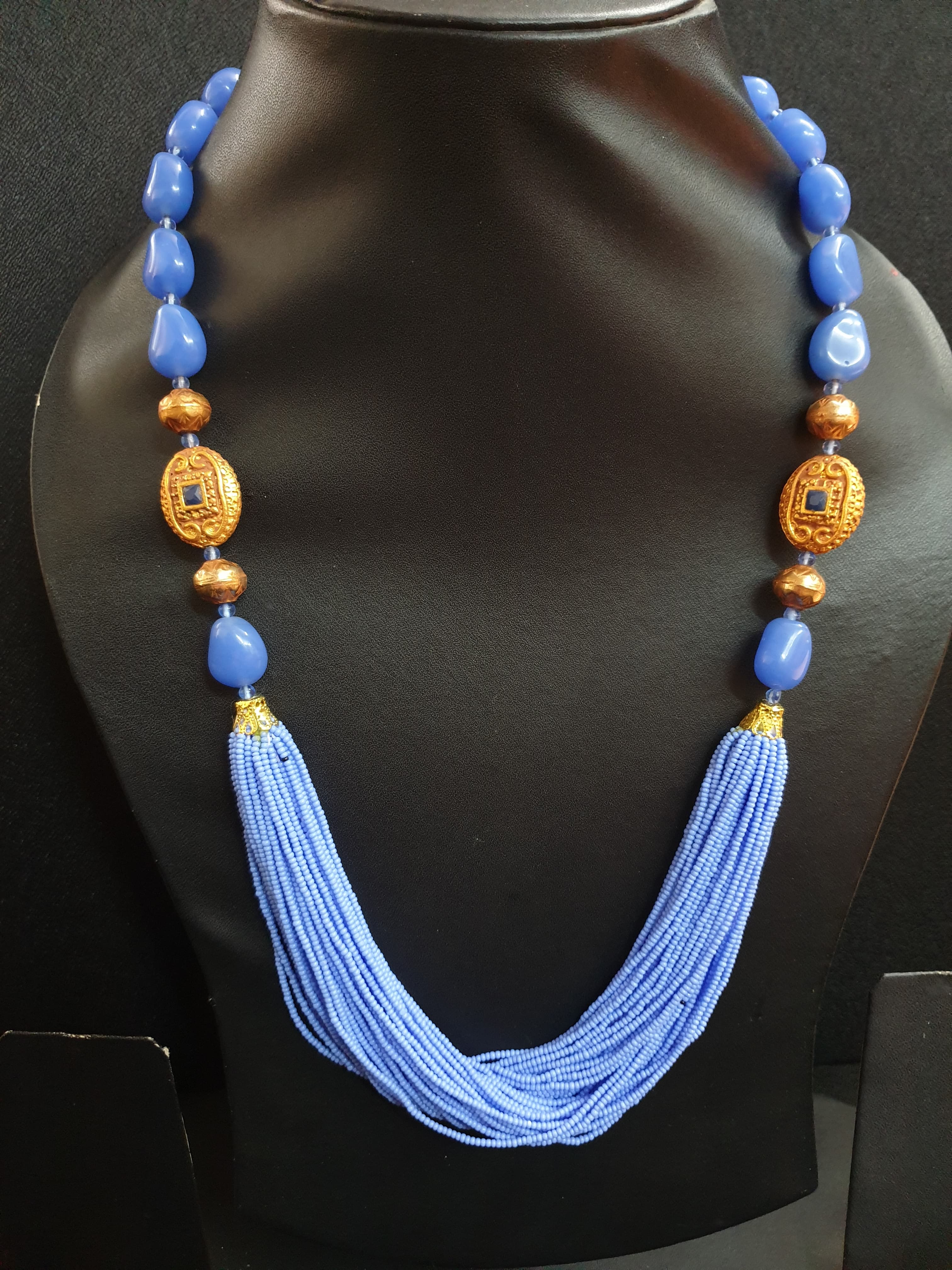 Ice Blue Seed Bead Necklace Set