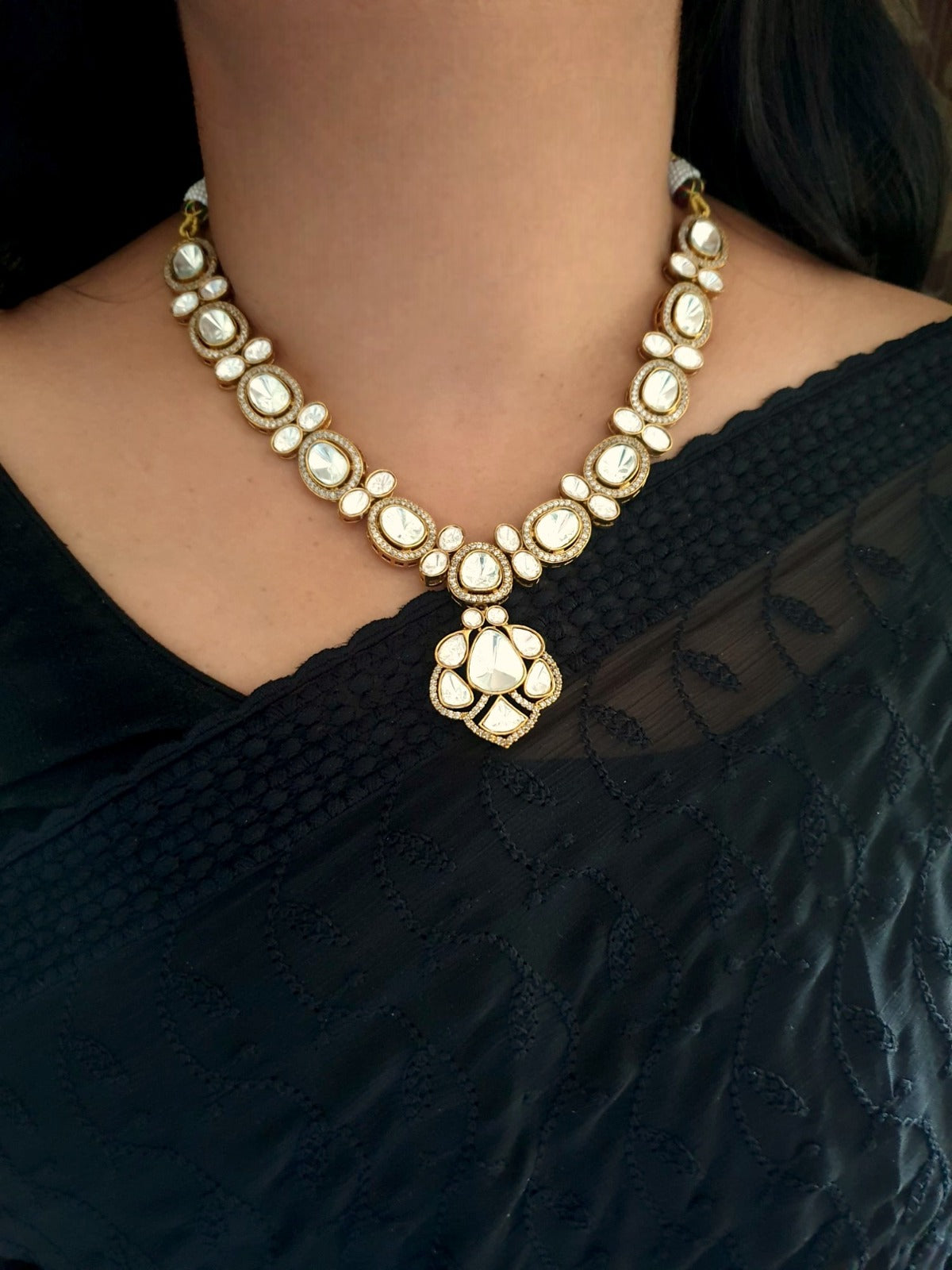 Kundan Polki Bridal Necklace With Earrings