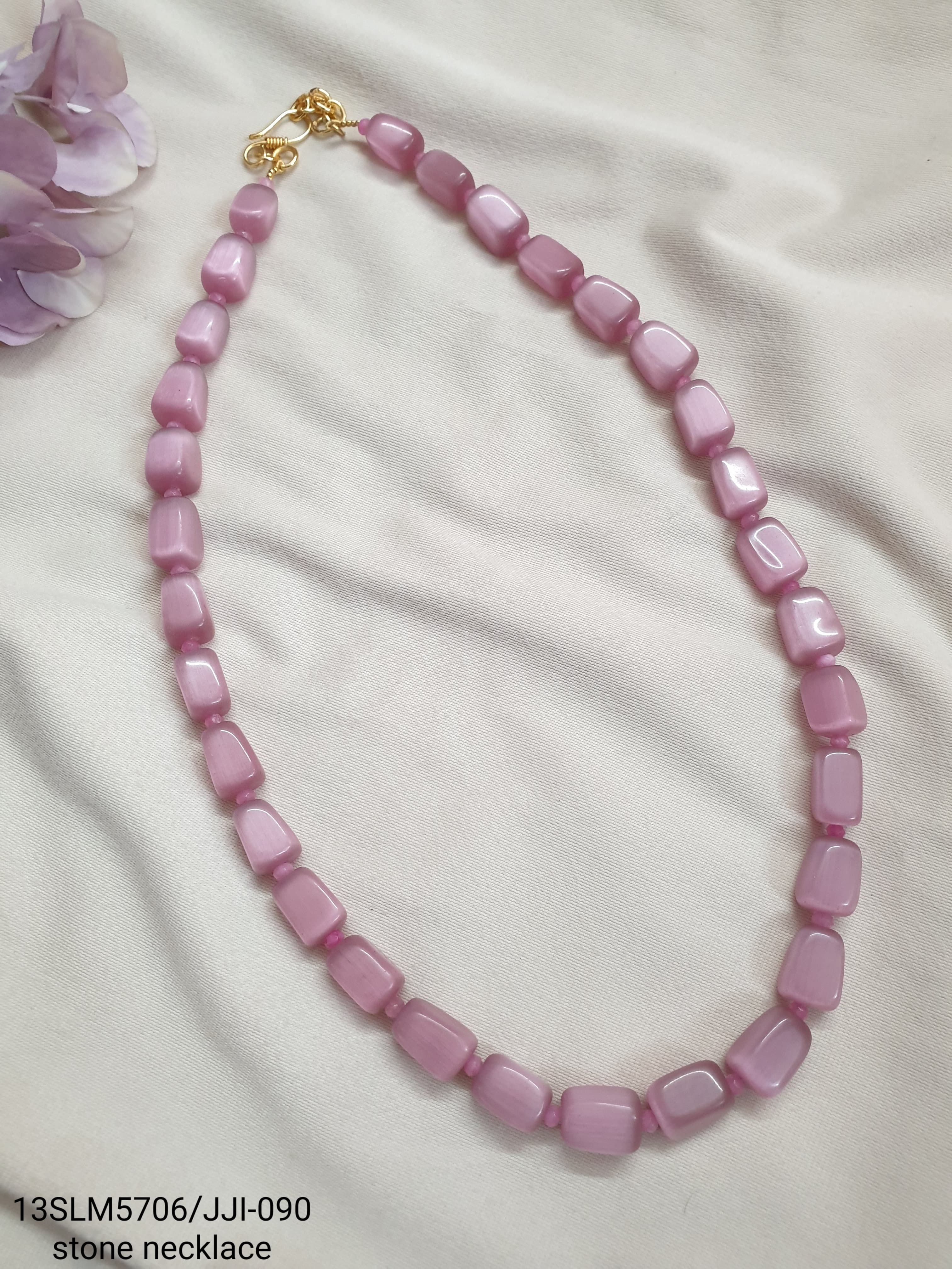 Pink Stone Single Layered Beaded Long Mala