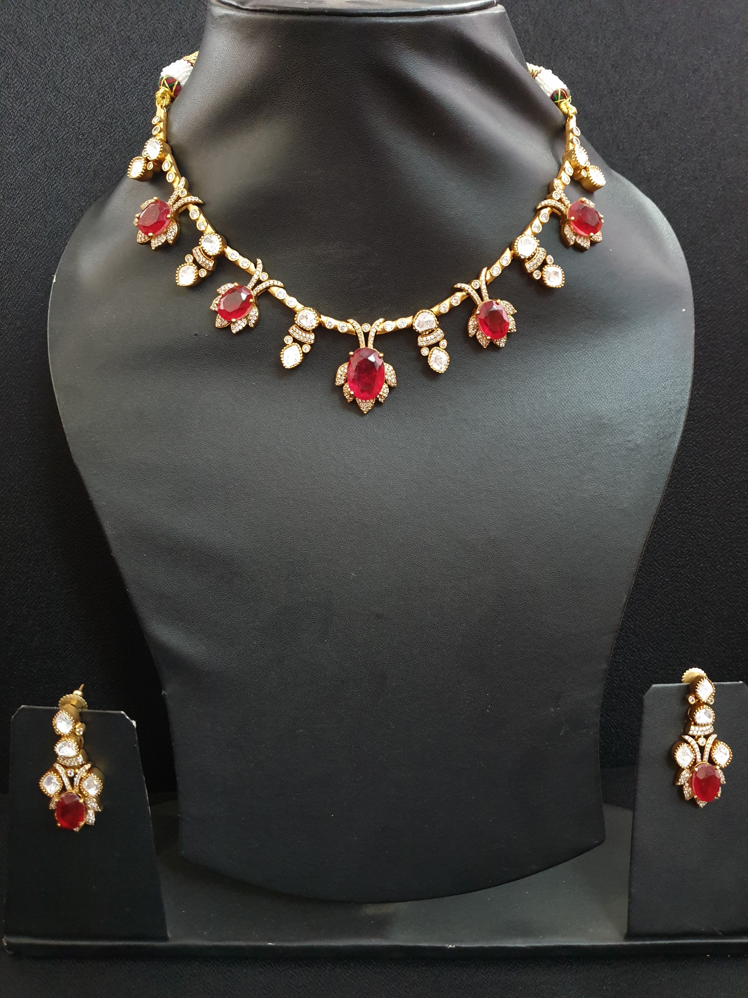Ruby American Diamond Drop Necklace